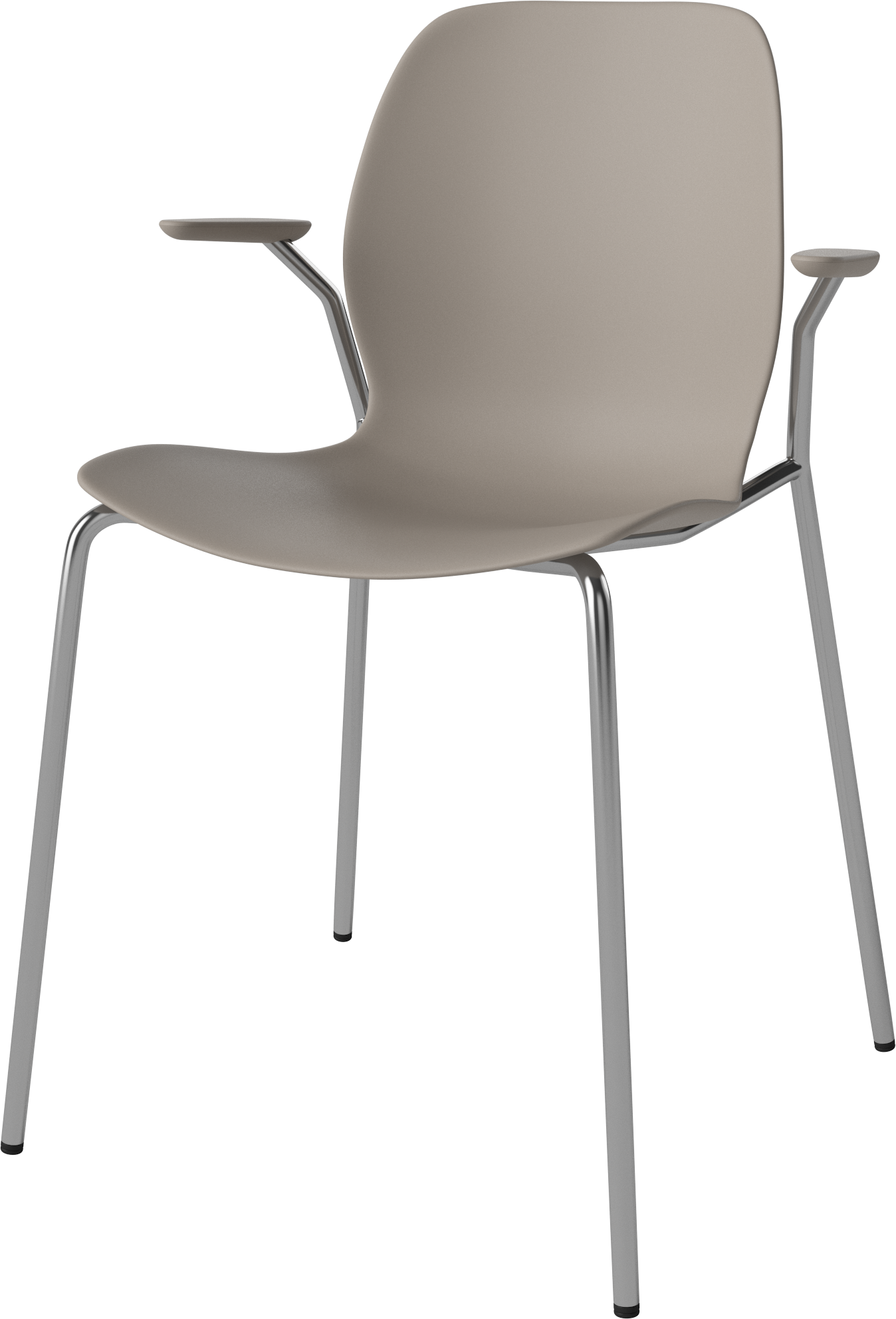 Samen Beige Stuhl mit einer Stahlbasis