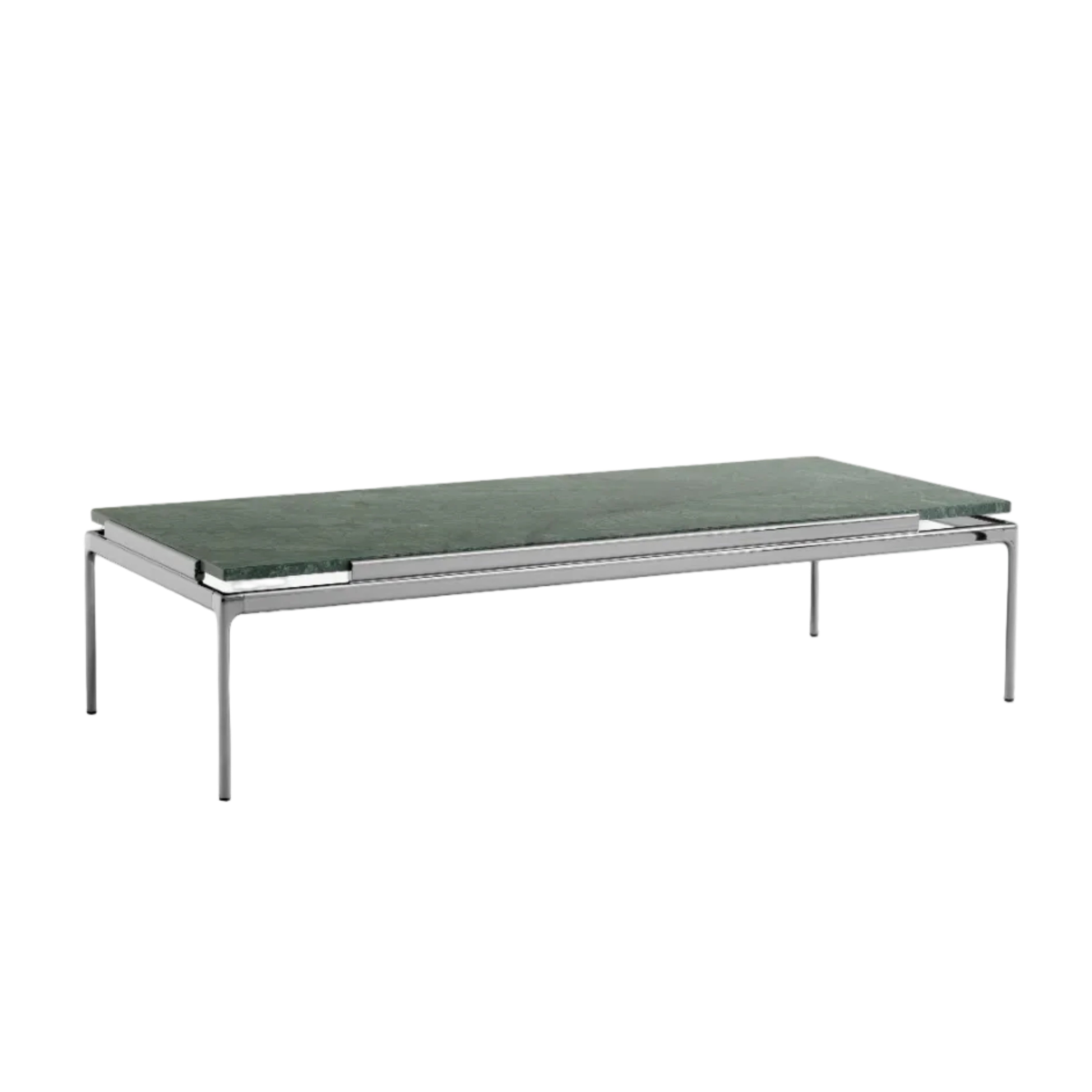 Coffee table SETT LN12 green marble top with chrome base