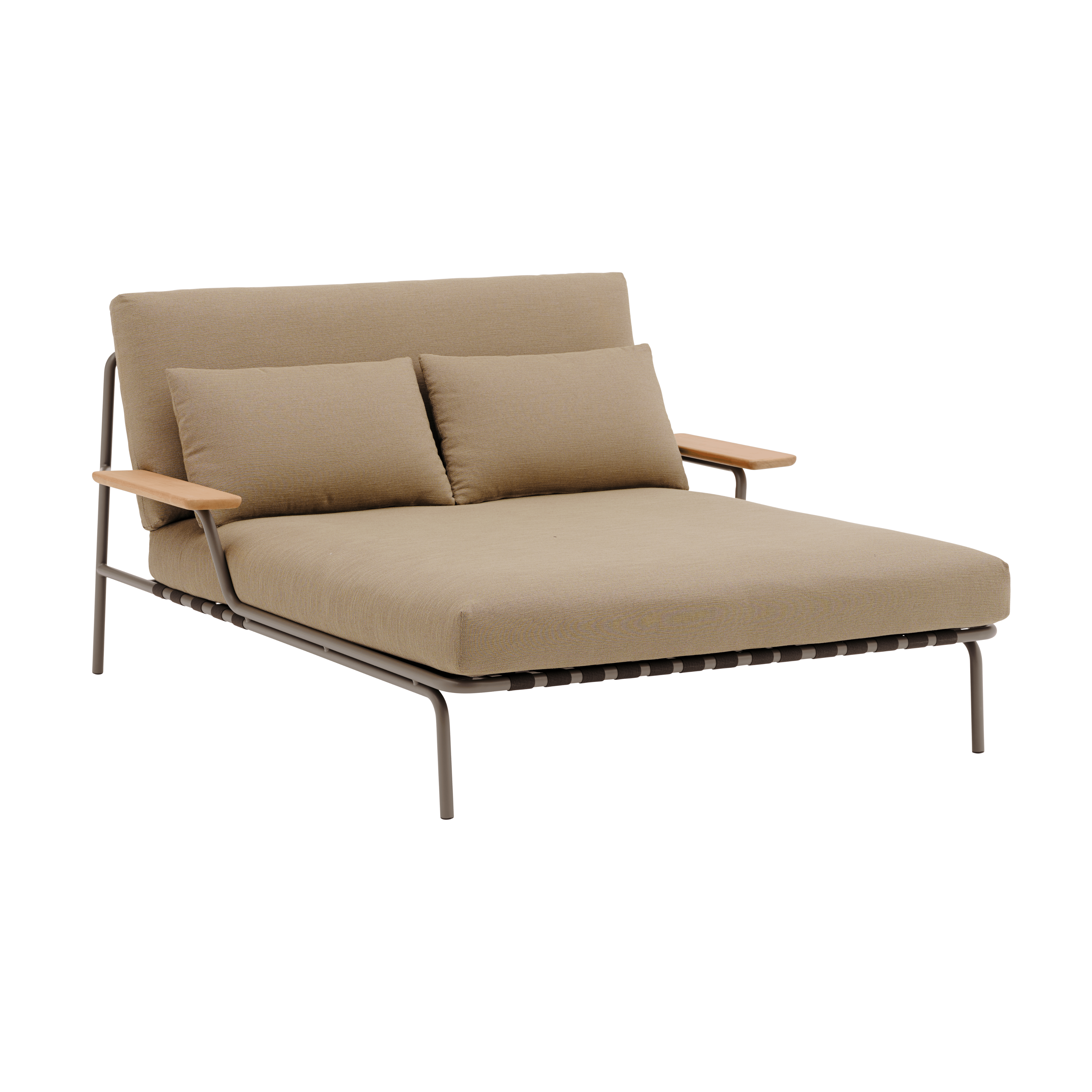 Outdoor Daybed with Armrests SETTLE Brown with Taupe Base