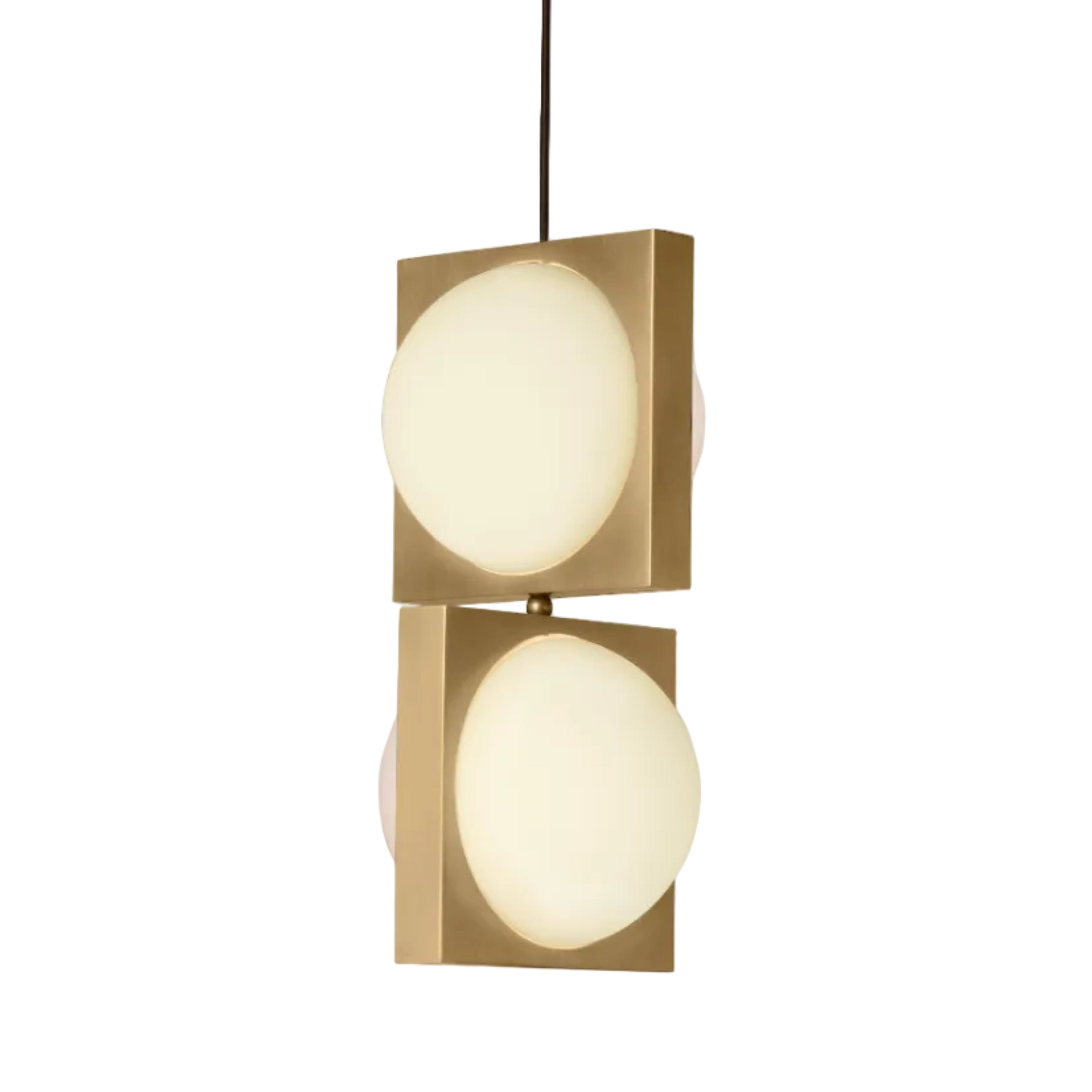 Lampa wisząca SOLSTICE DUO opalowy klosz z mosiądzem