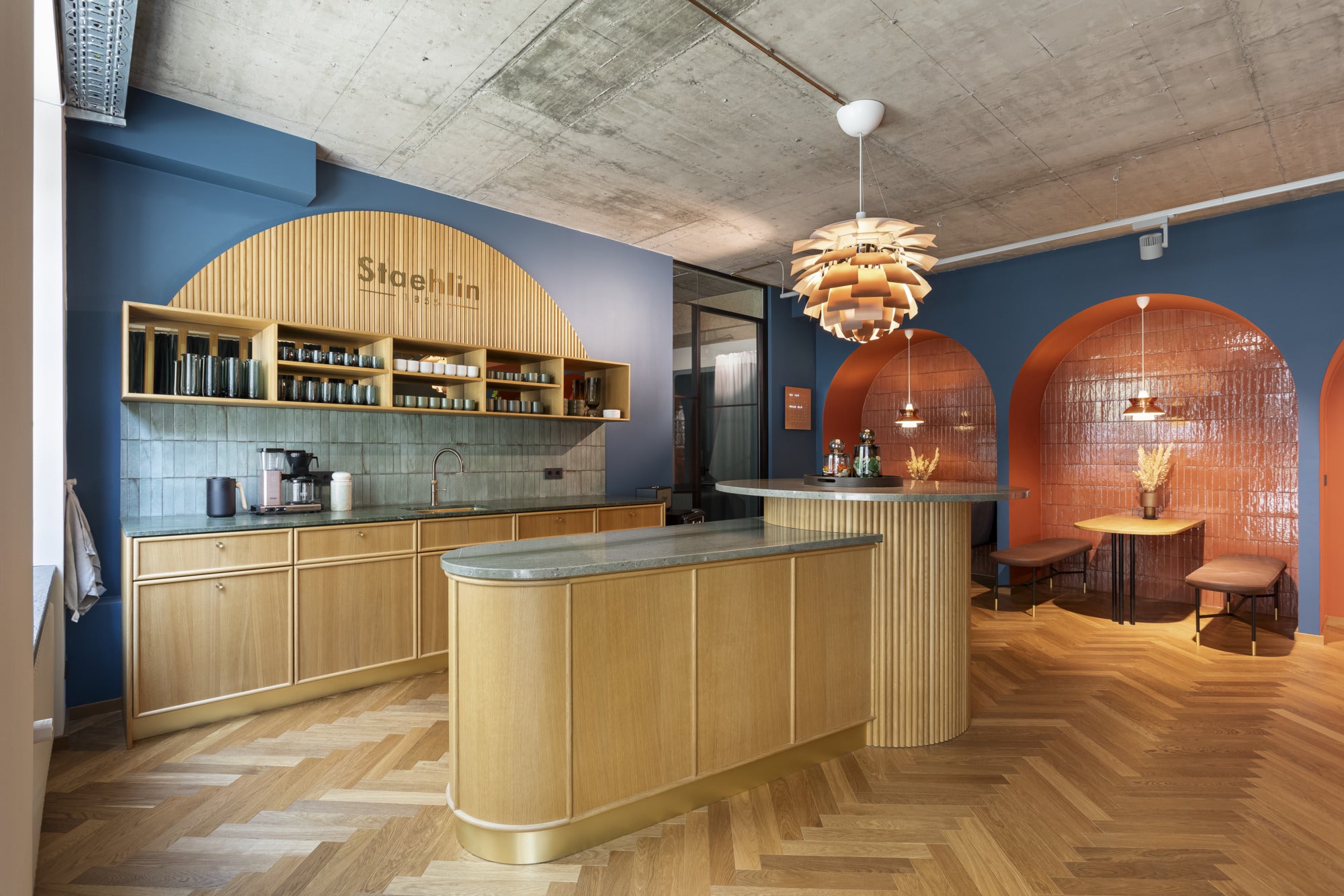 DOO-WOP pendant lamp white with copper finish