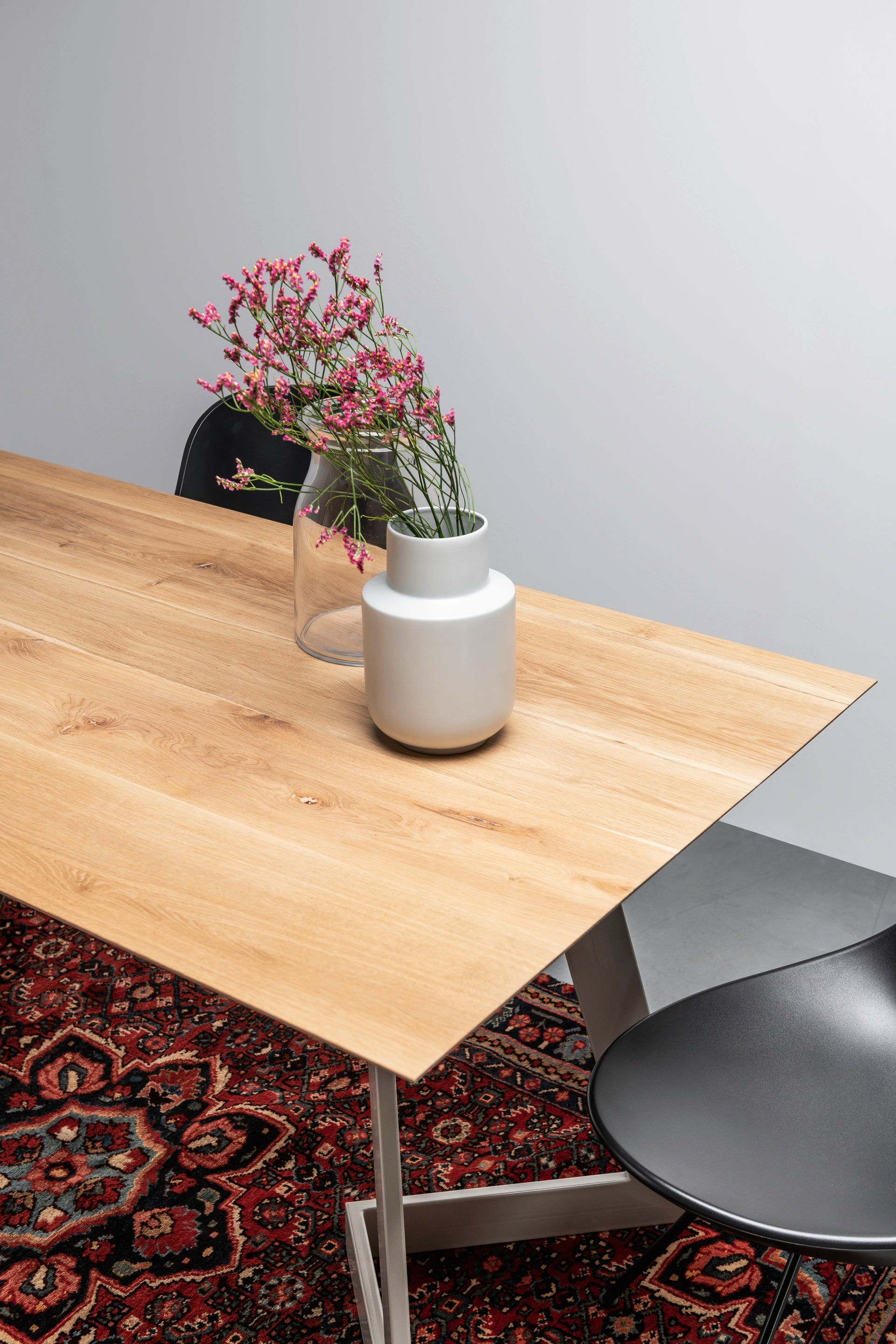 ANTONIO oak table top with steel base