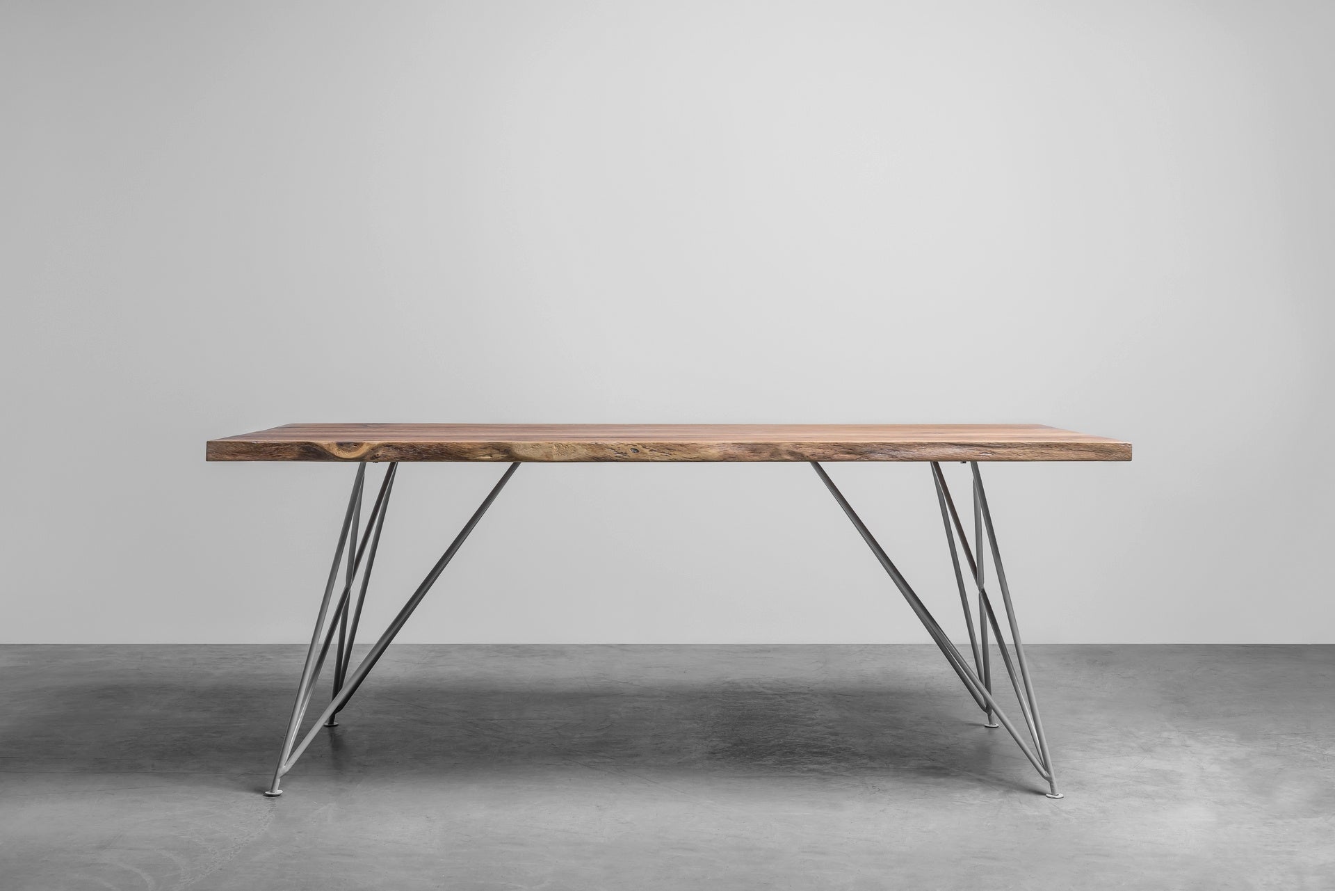 CLAIRE Table with Brushed Oak Top and Steel Base
