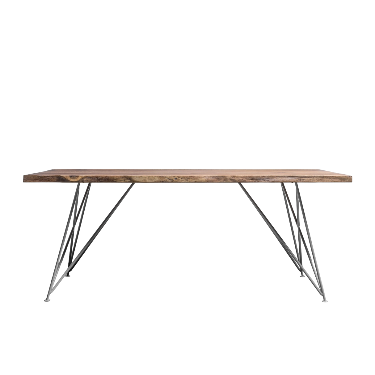 CLAIRE Table with Brushed Oak Top and Steel Base