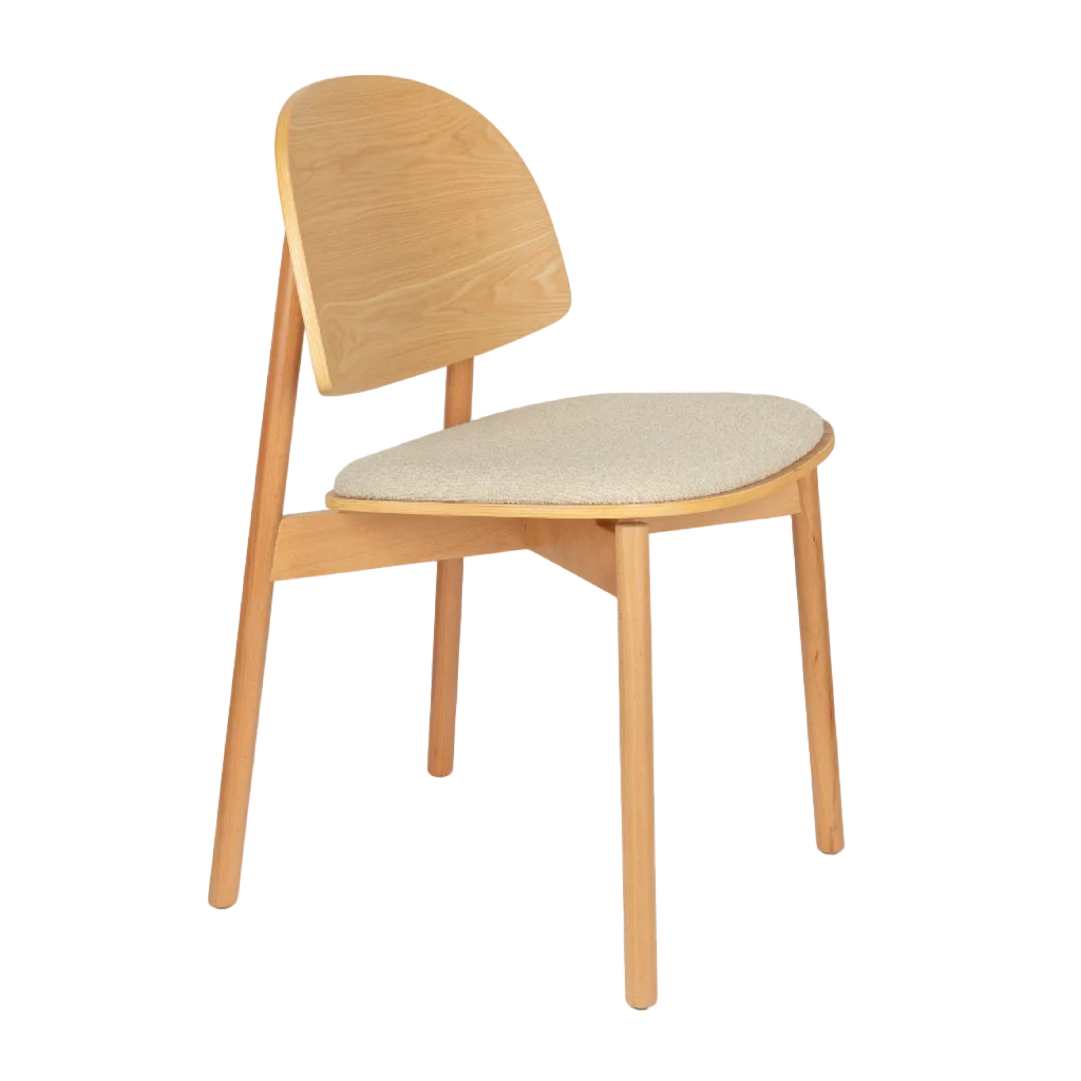 SUNRISE Chair in Beige with Wooden Base
