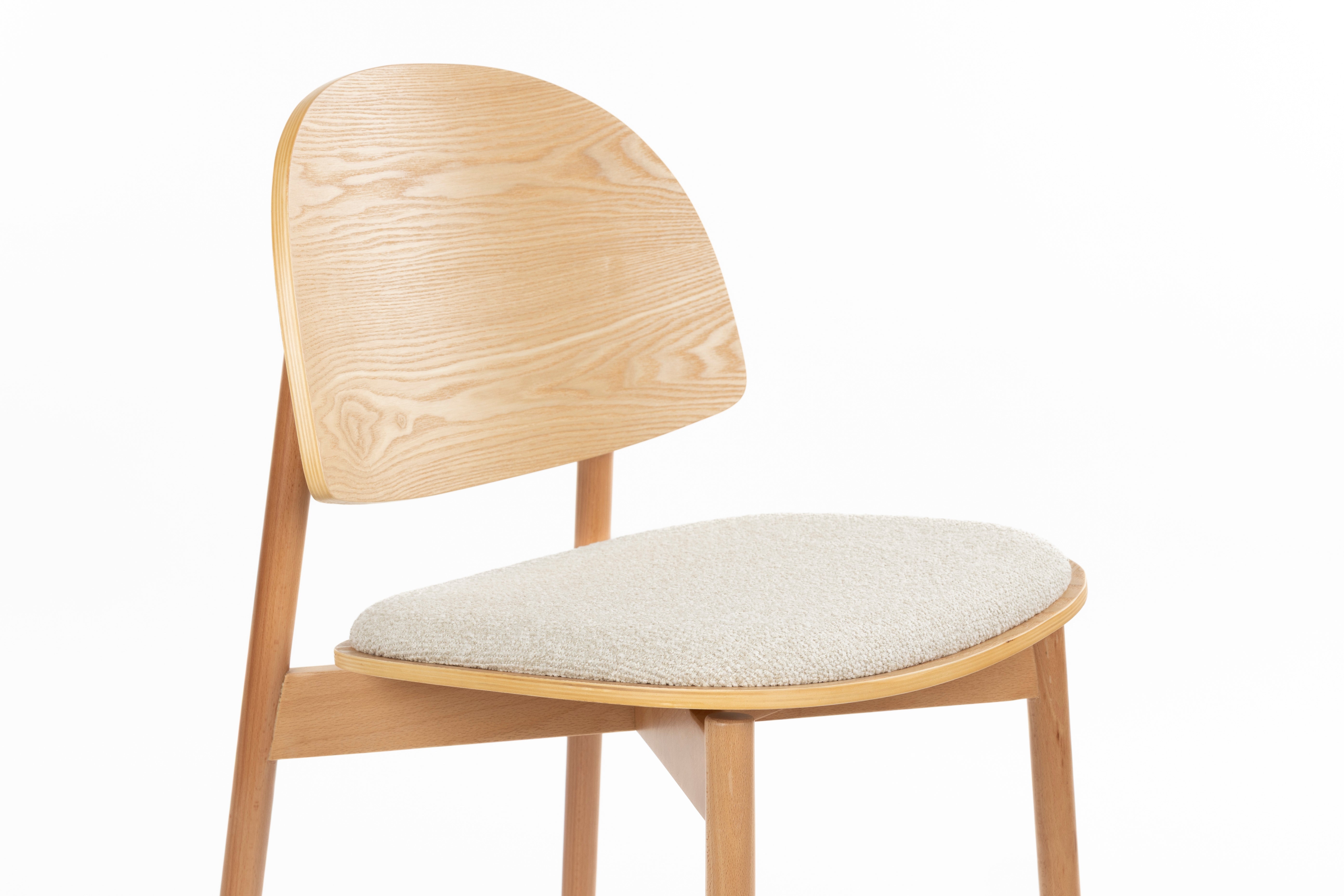 SUNRISE Chair in Beige with Wooden Base