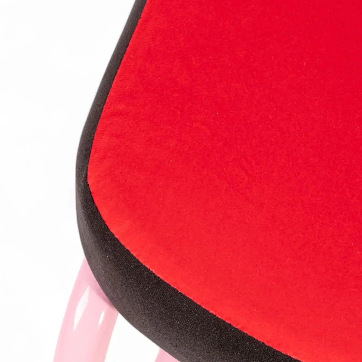 Barhocker SUPERSTOOL BLAUE STREIFEN rot mit pinkem Fuß