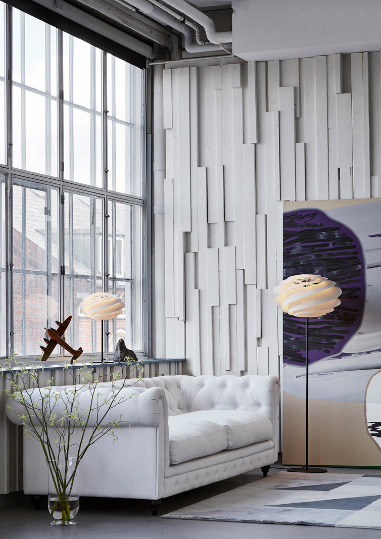 Floor lamp MODEL 331 SWIRL white with black base
