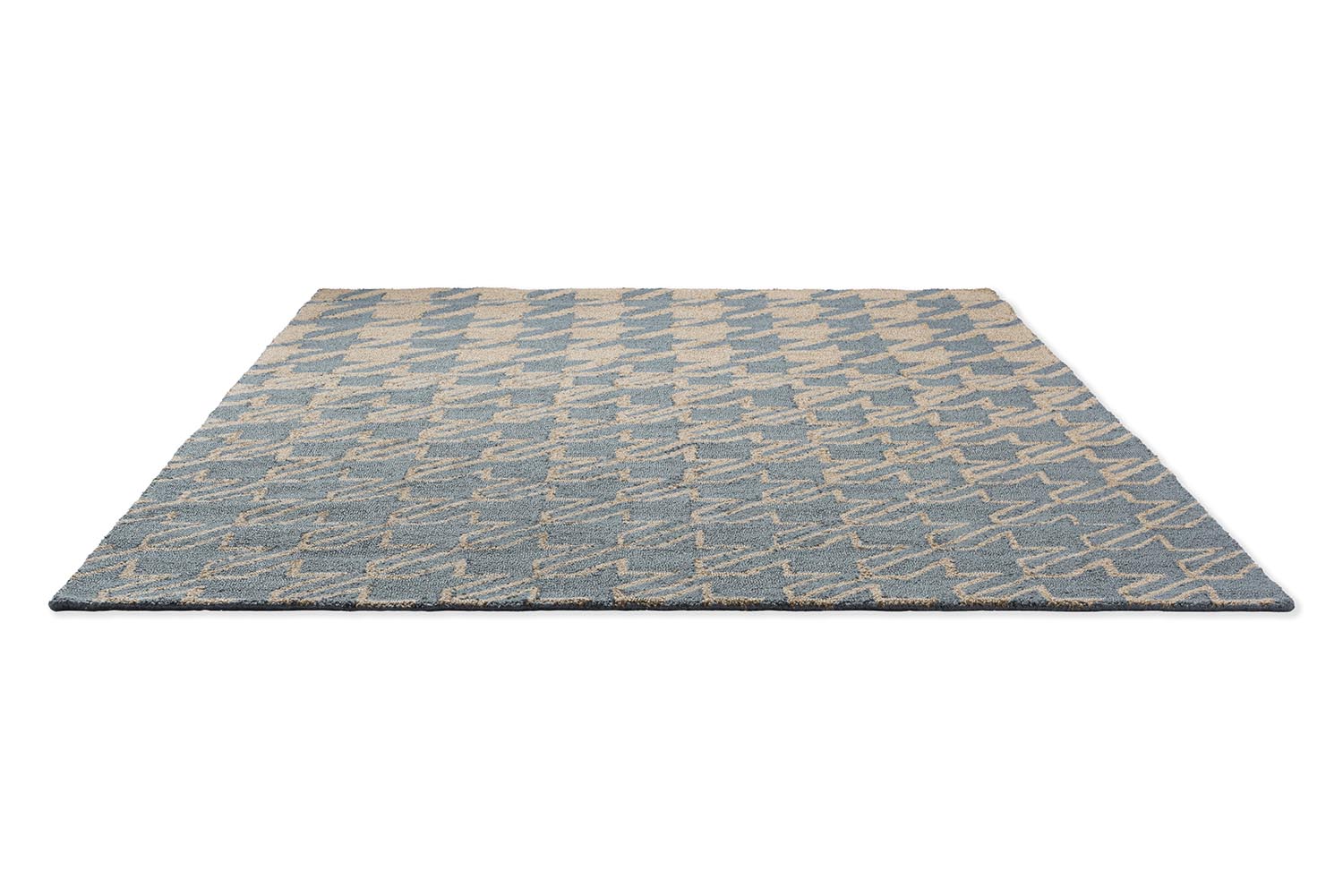 HOUNDSTOOTH WASHED outdoor rug in blue-beige
