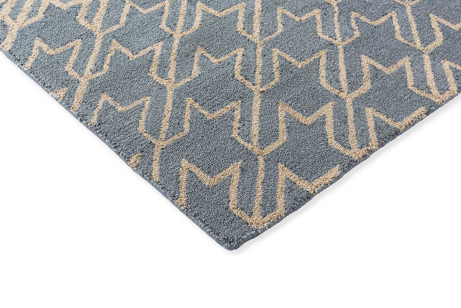 HOUNDSTOOTH WASHED outdoor rug in blue-beige