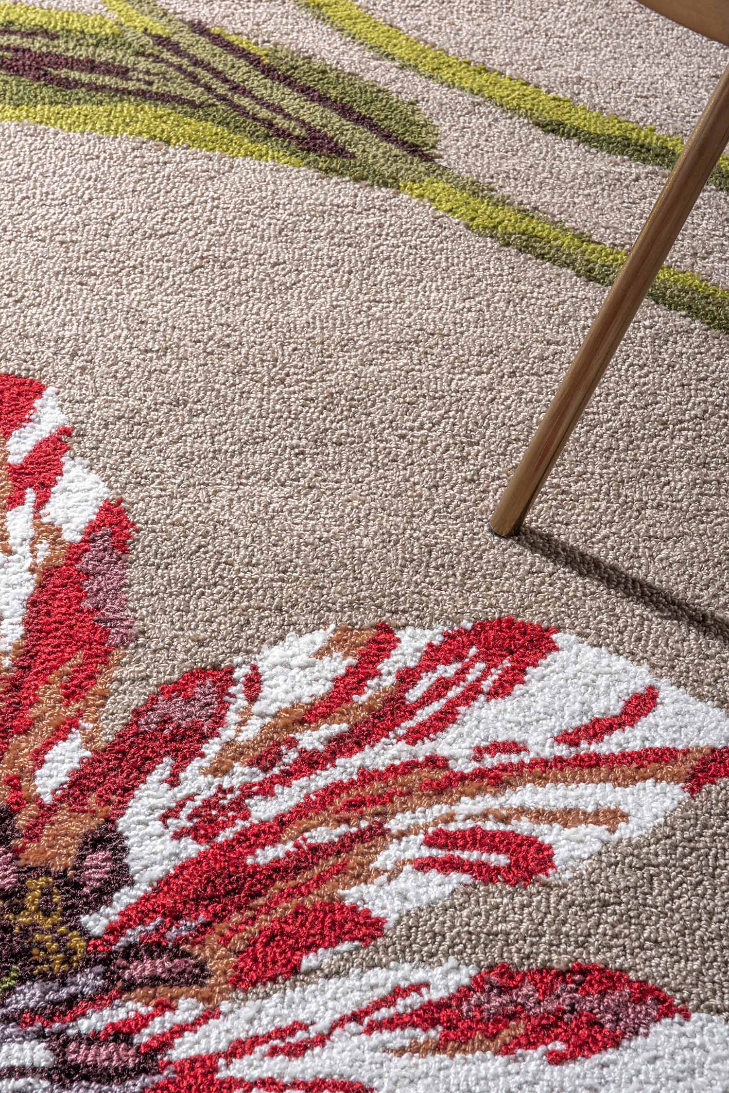 Outdoor rug Botanical Tulip Burgundy beige