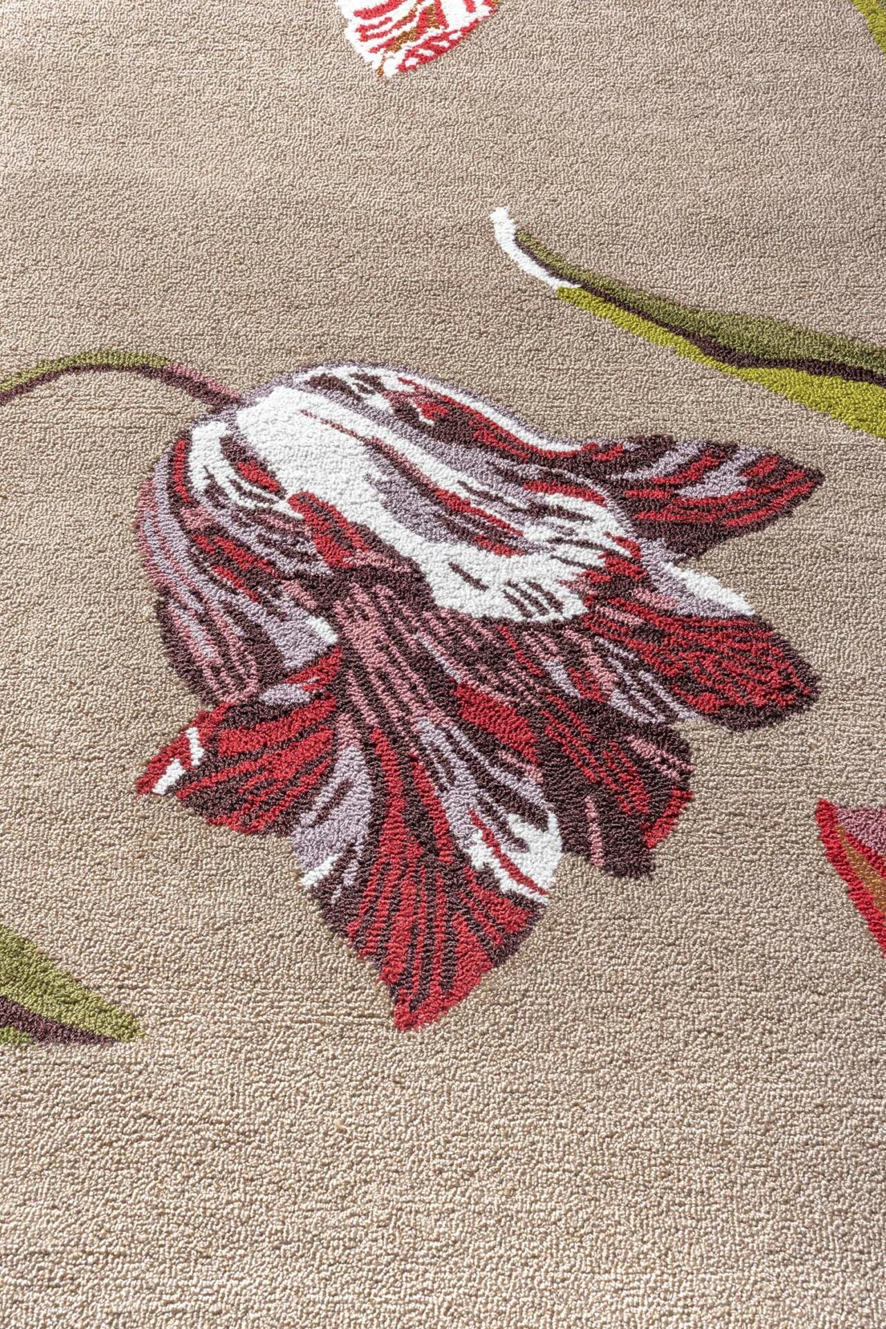 Outdoor rug Botanical Tulip Burgundy beige