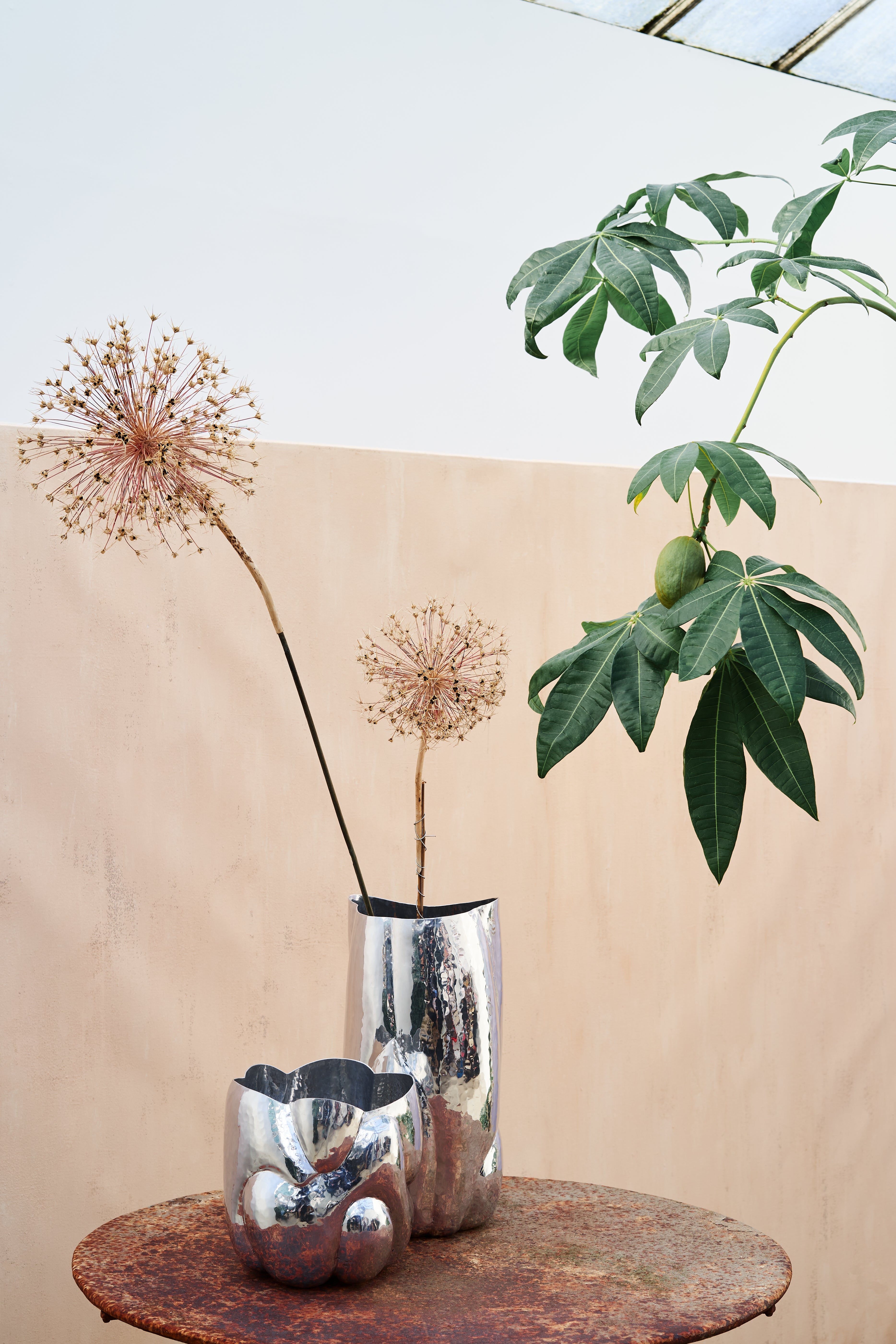 Silver cloud tall vase