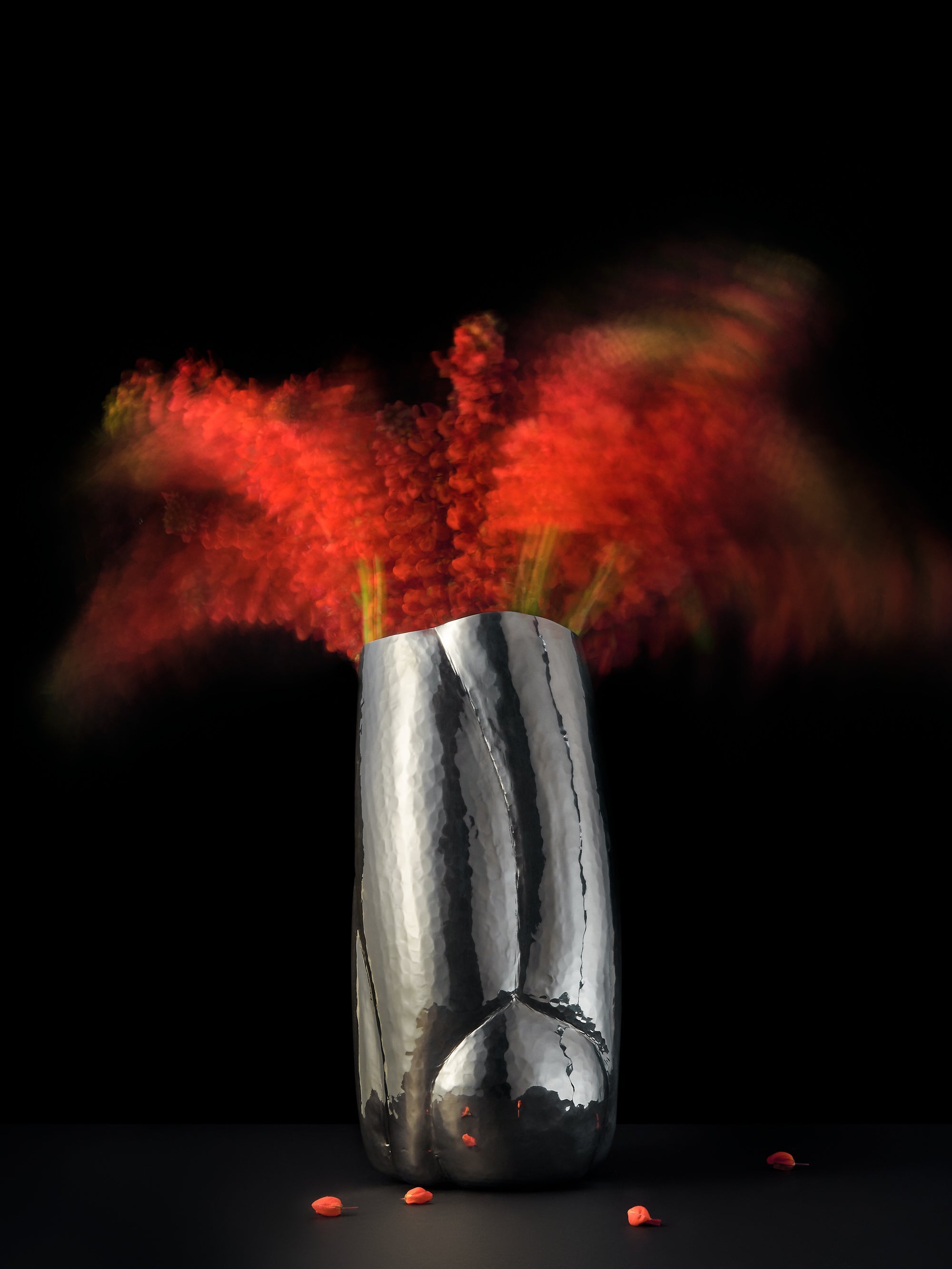 Silver cloud tall vase
