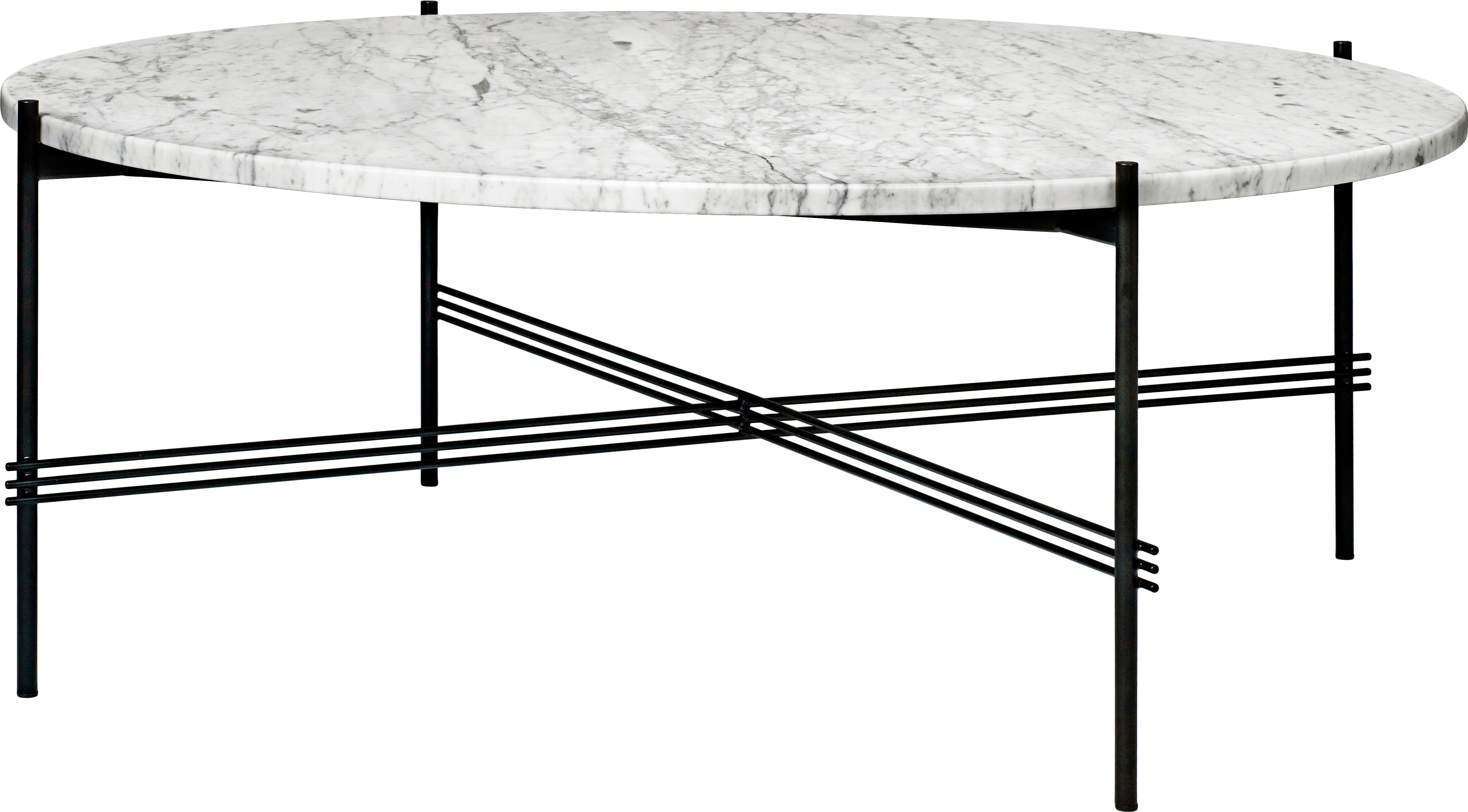 Round coffee table TS white marble with black base
