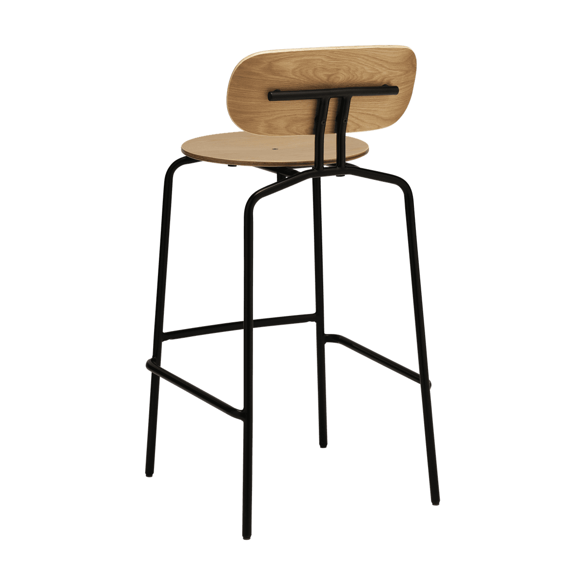 Hocker Neugieriger Eichenfurnier mit einer schwarzen Basis