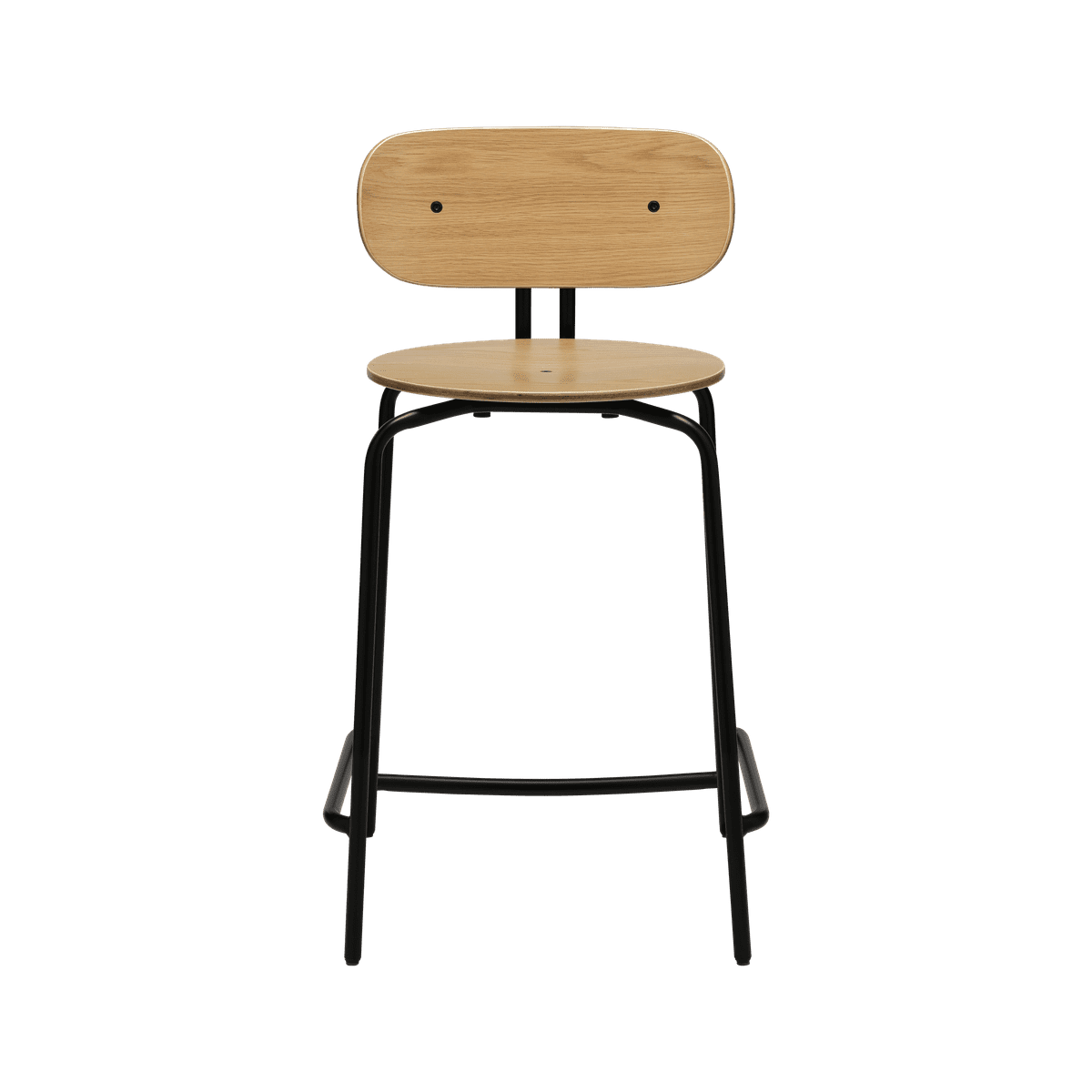 Hocker Neugieriger Eichenfurnier mit einer schwarzen Basis