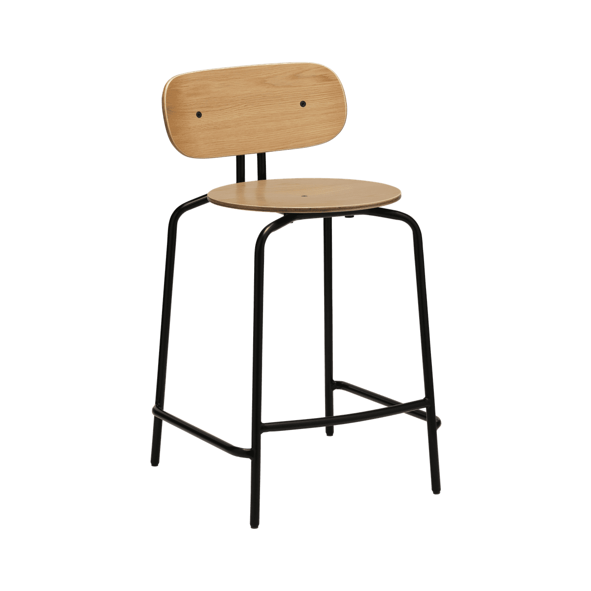 Hocker Neugieriger Eichenfurnier mit einer schwarzen Basis