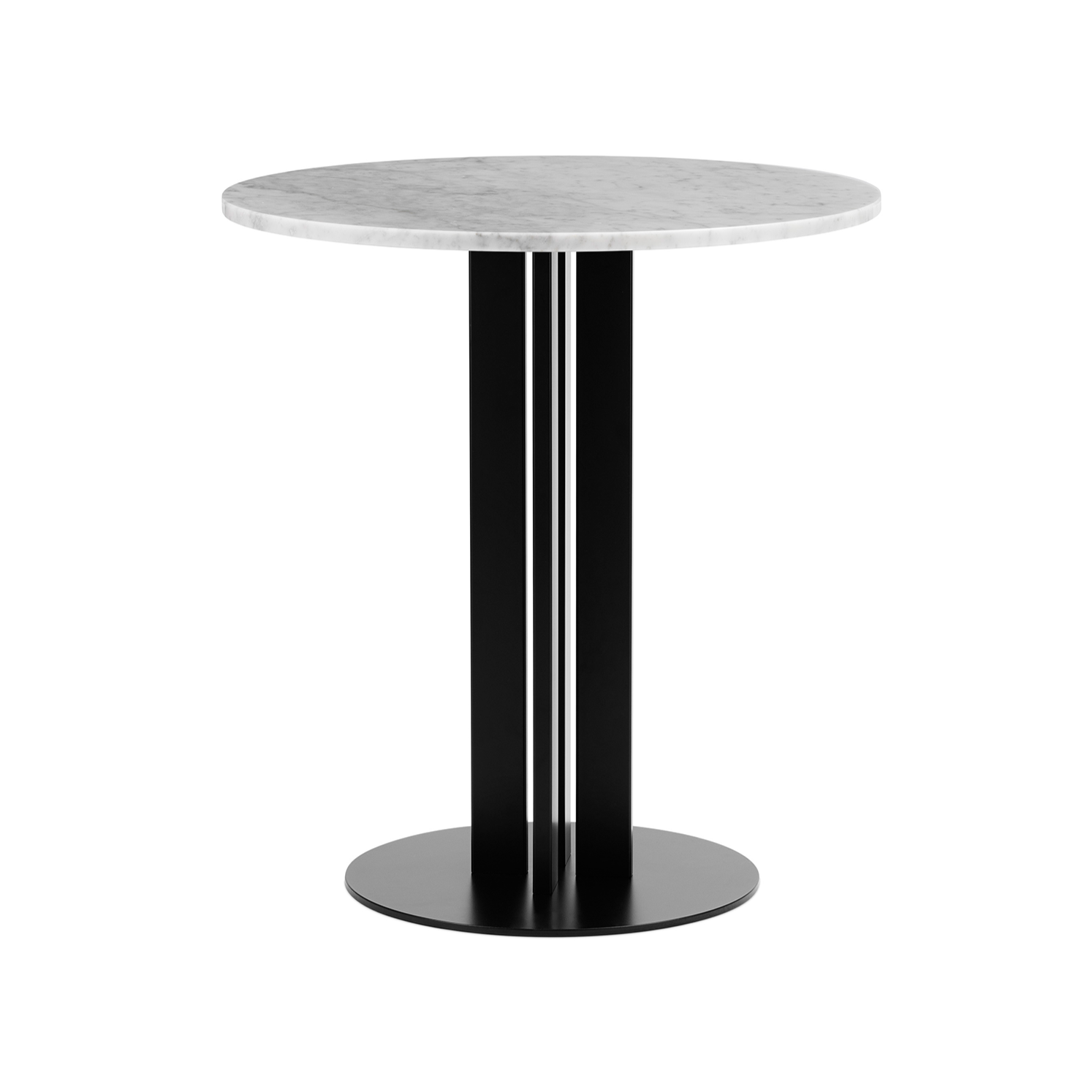 Round cafe table Scala white marble top with a black base