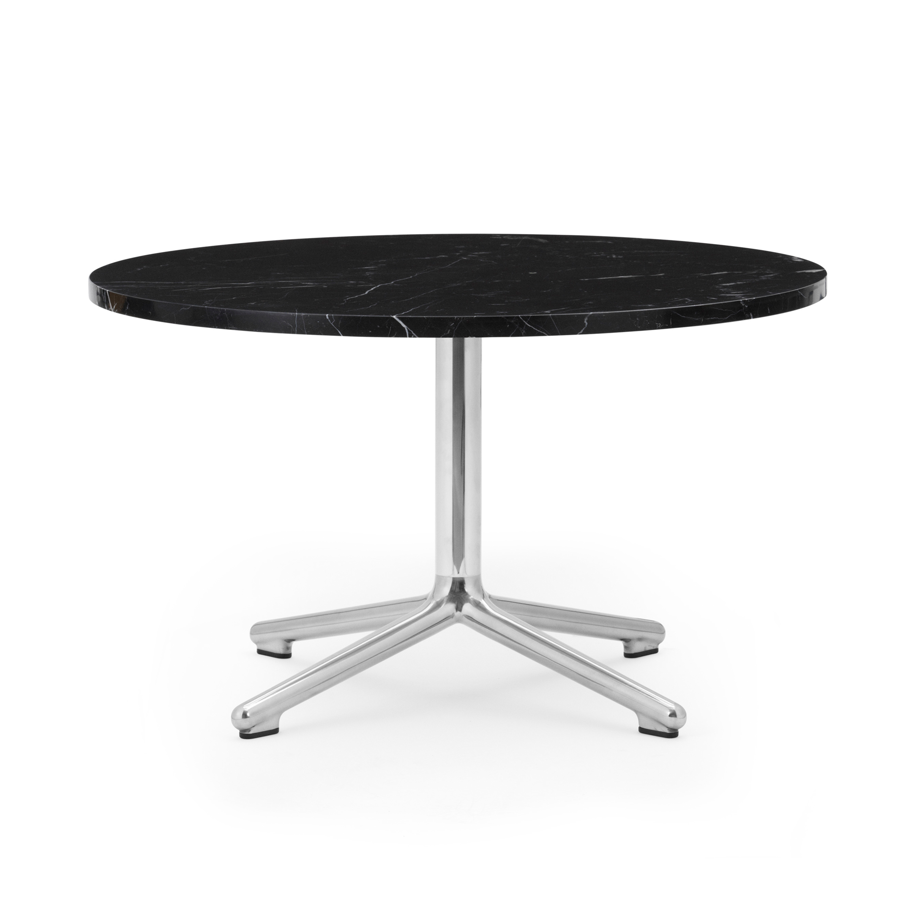 Coffee table Lunar black marble top with an aluminum base