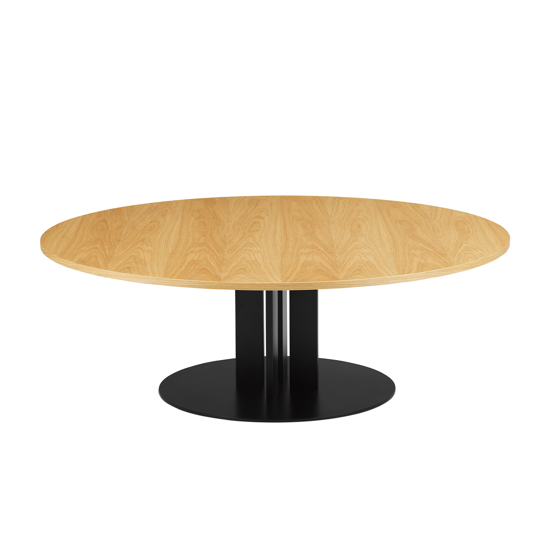 Round coffee table Scala veneered top with a black base