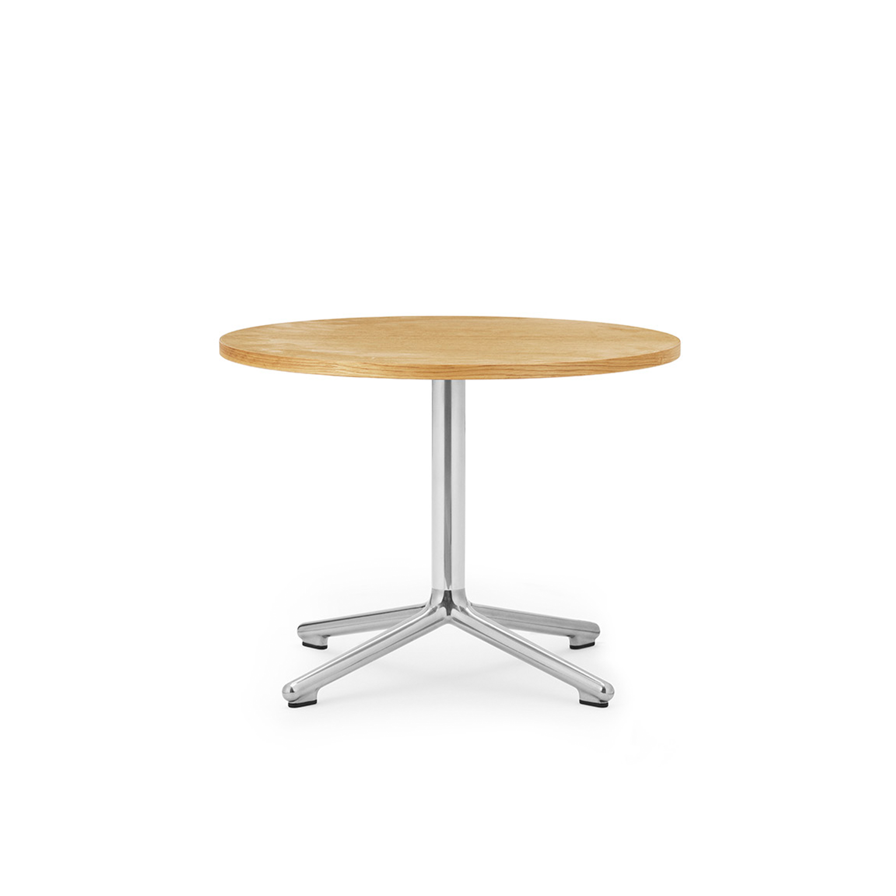Couchtisch Lunar Natural Oak Top mit einer Aluminiumbasis