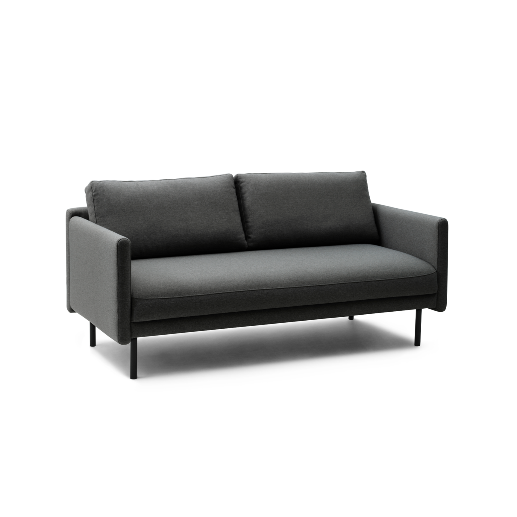 Gray rar sofa with a black base