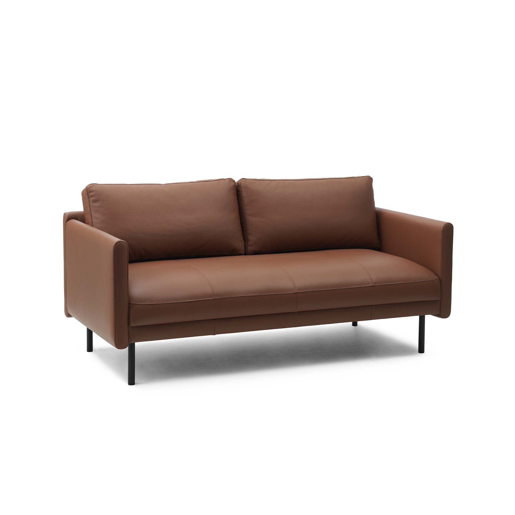 Braunes RAR -Sofa mit einer schwarzen Basis