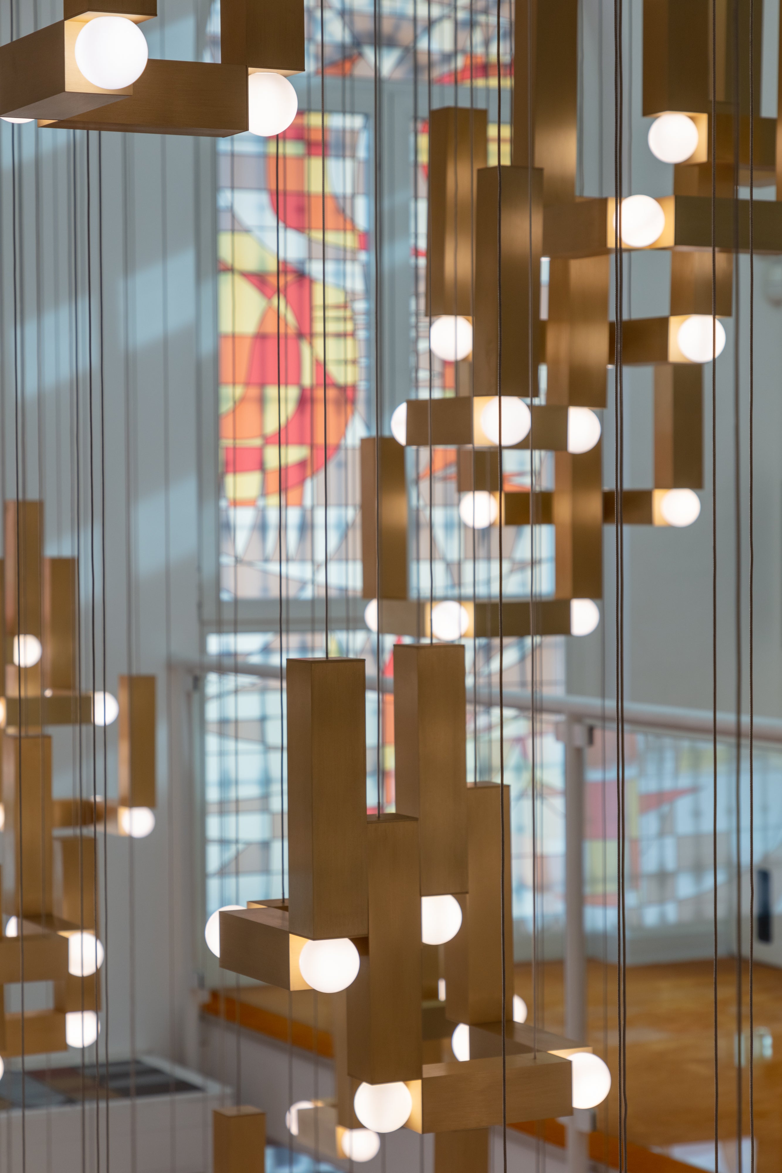 VESPER DUO pendant lamp with an opal shade and brown finish.
