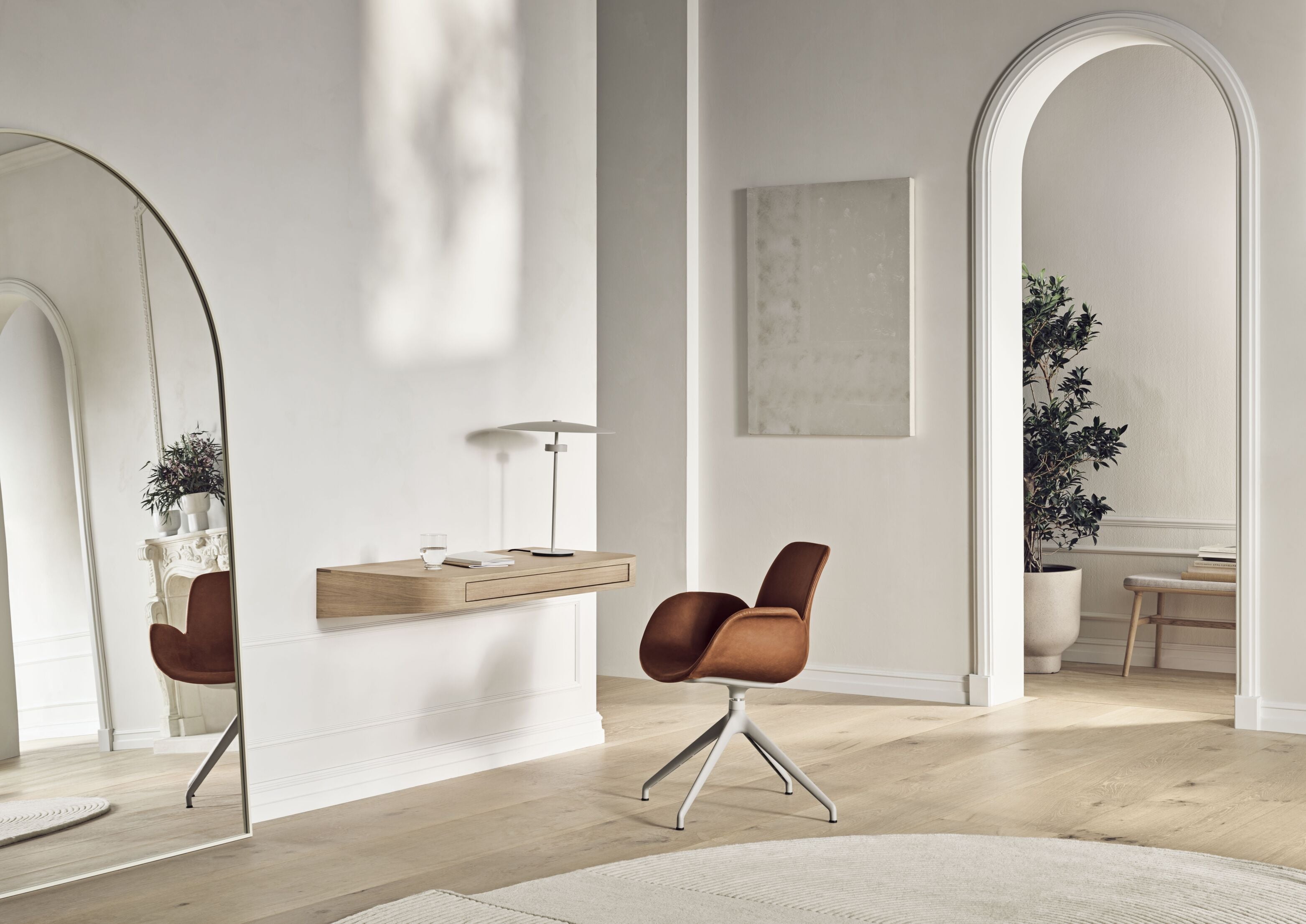 Vala Wall Desk bleichte Furnier Eiche