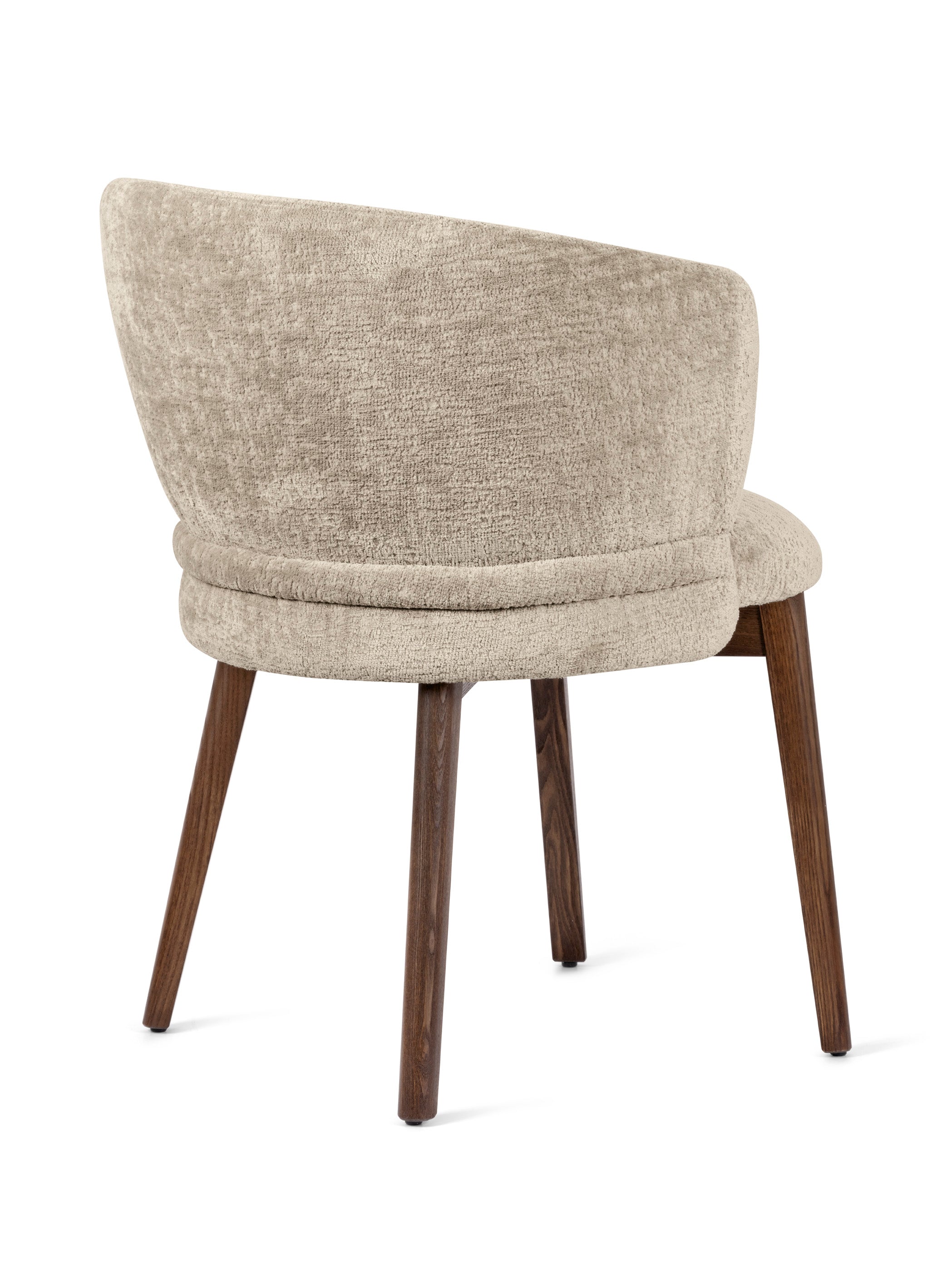 VANILLA upholstered chair with a dark wooden base