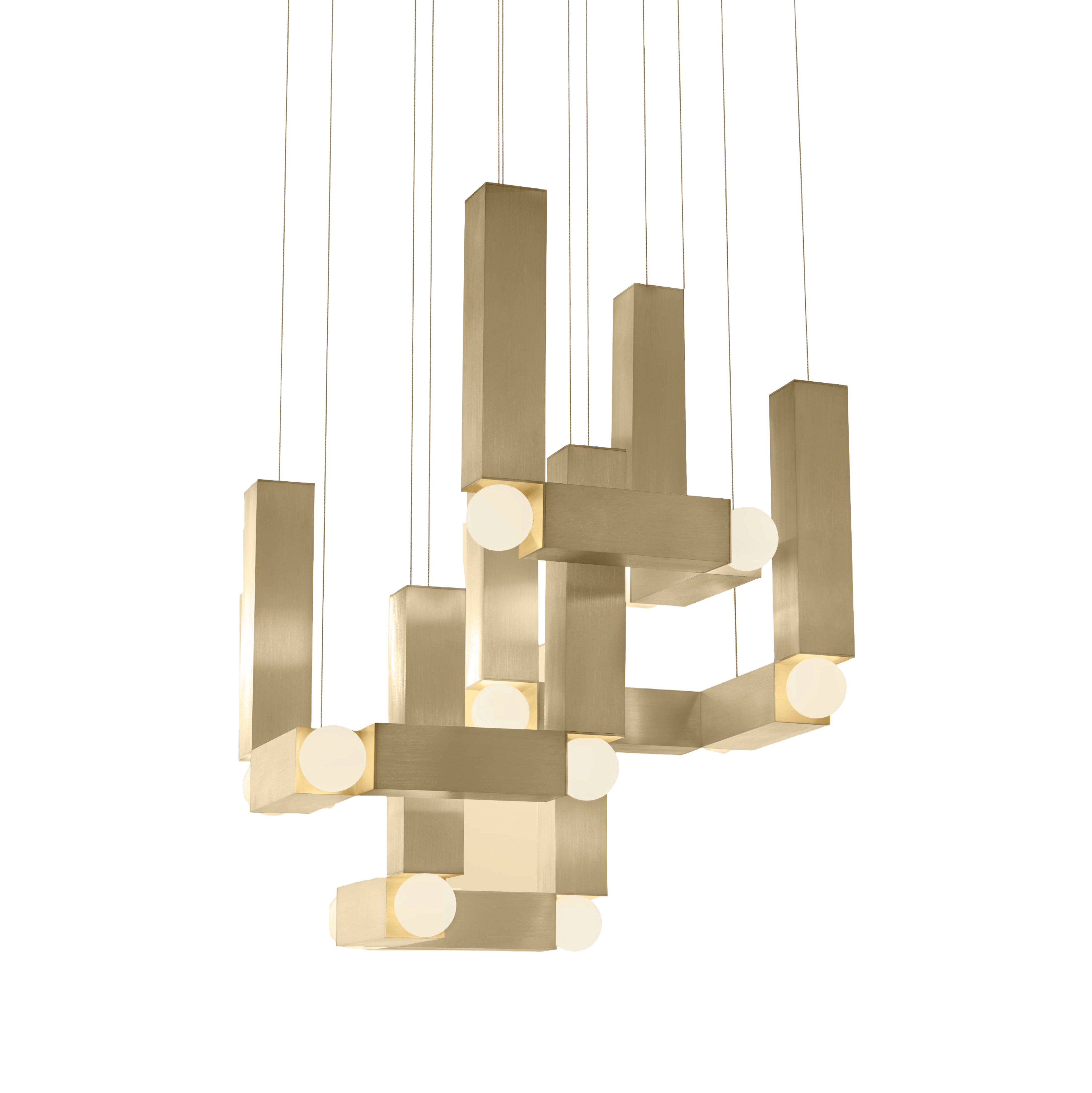VESPER QUATTRO pendant lamp with an opal shade and gold finish.