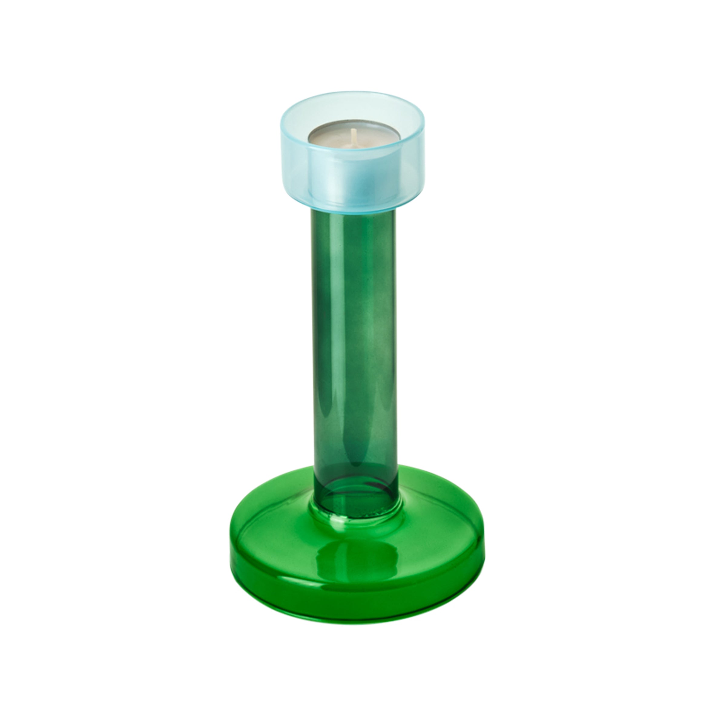 Green BOLE tealight holder with blue