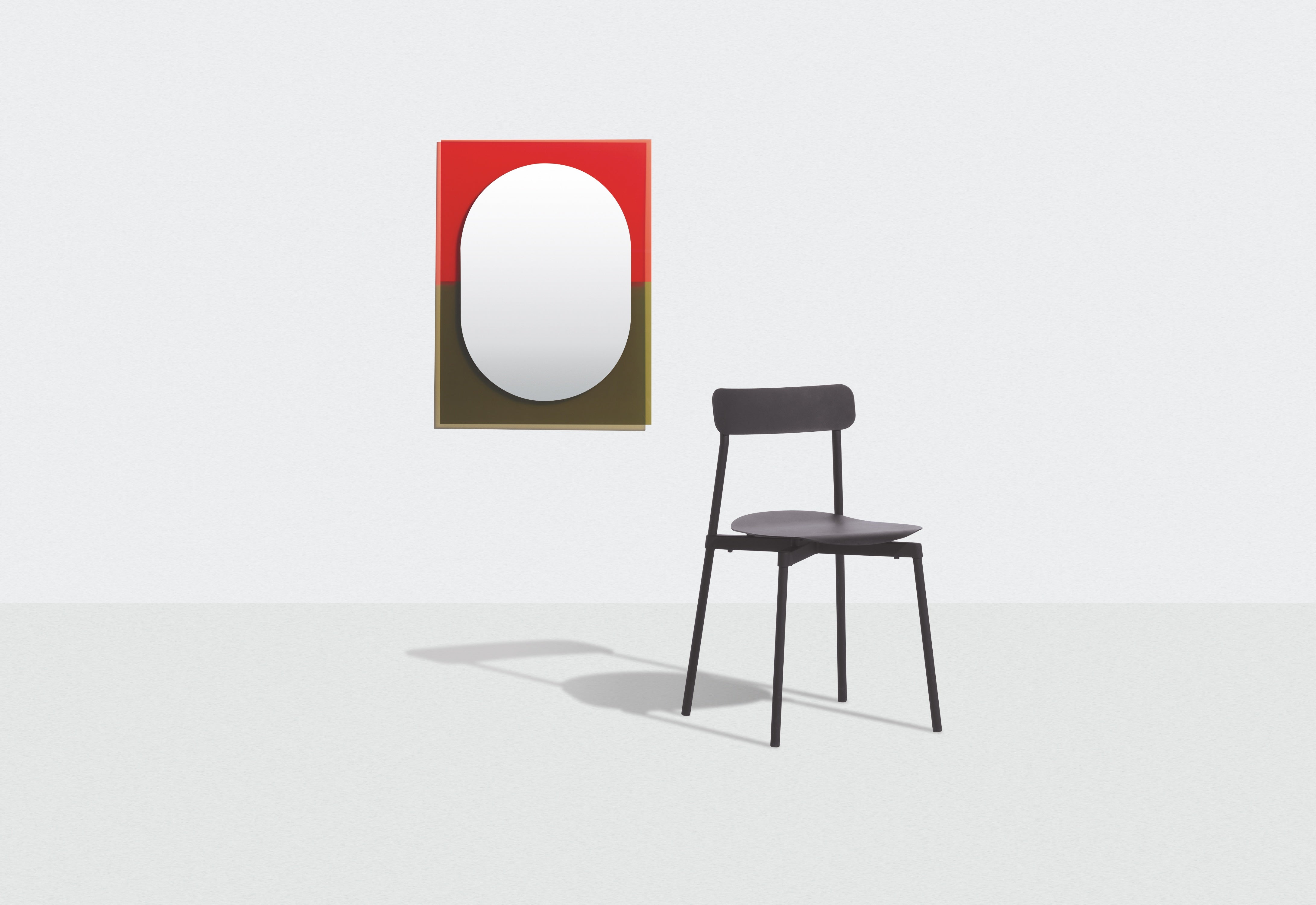 WANDER wall mirror in green with red