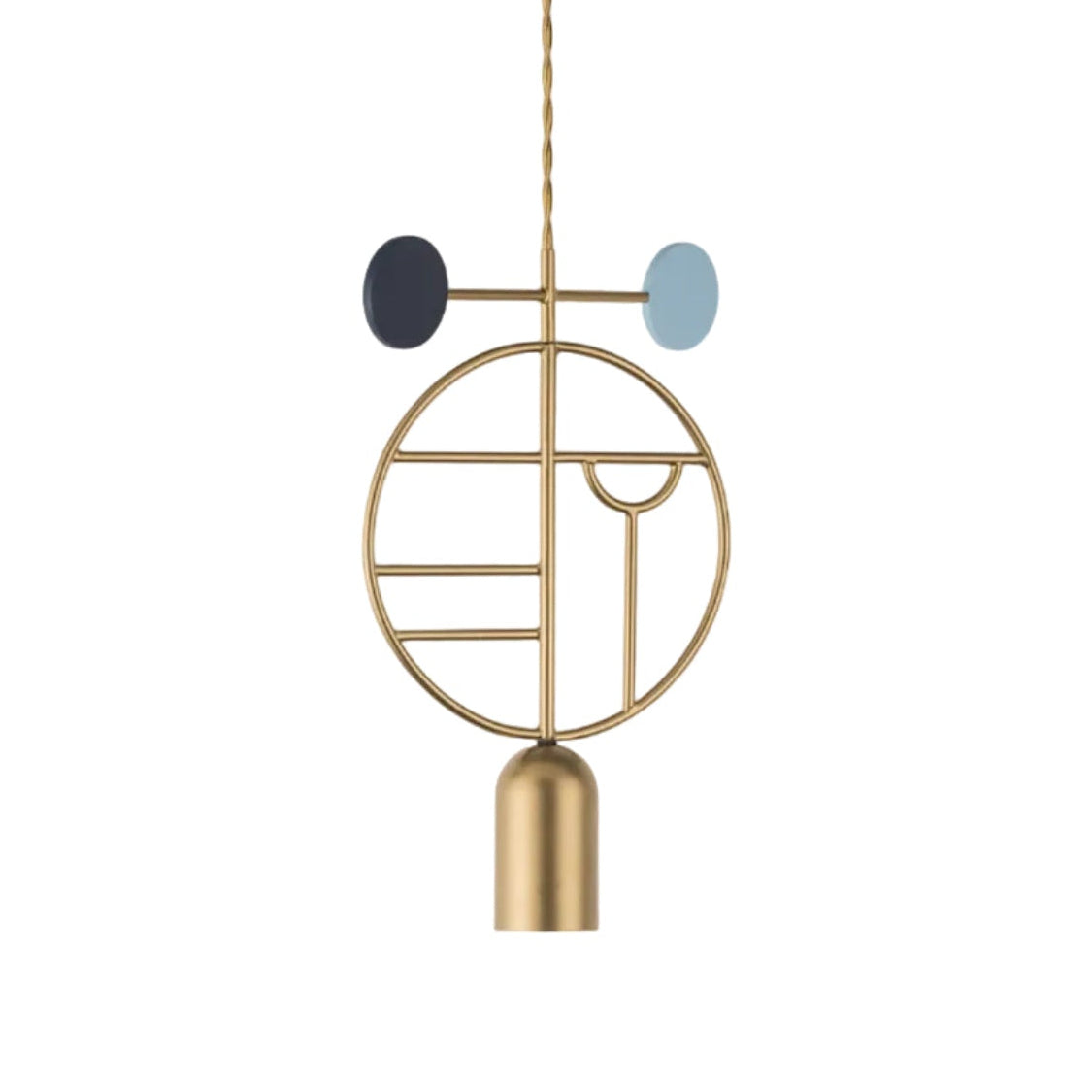 WOODEN DOTS WD06 Pendant Lamp in Brass with Blue