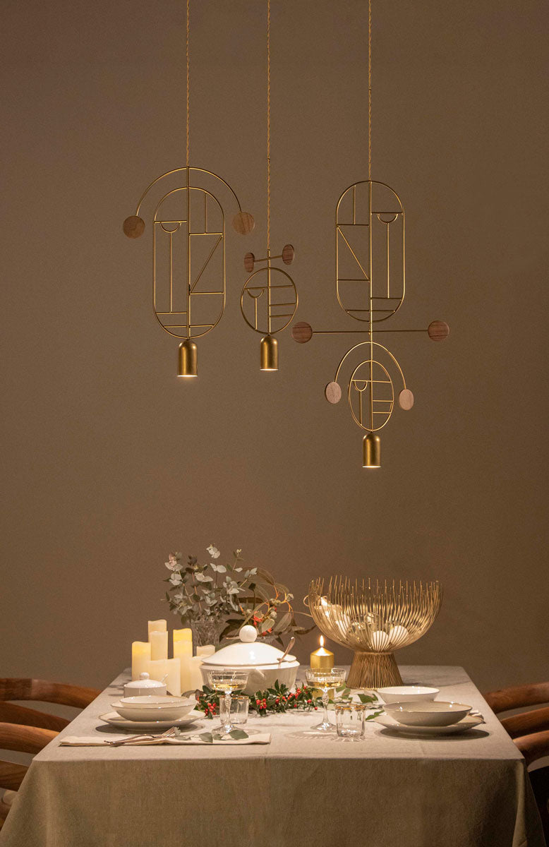 WOODEN DOTS WD06 Pendant Lamp in Graphite with Red and Pink