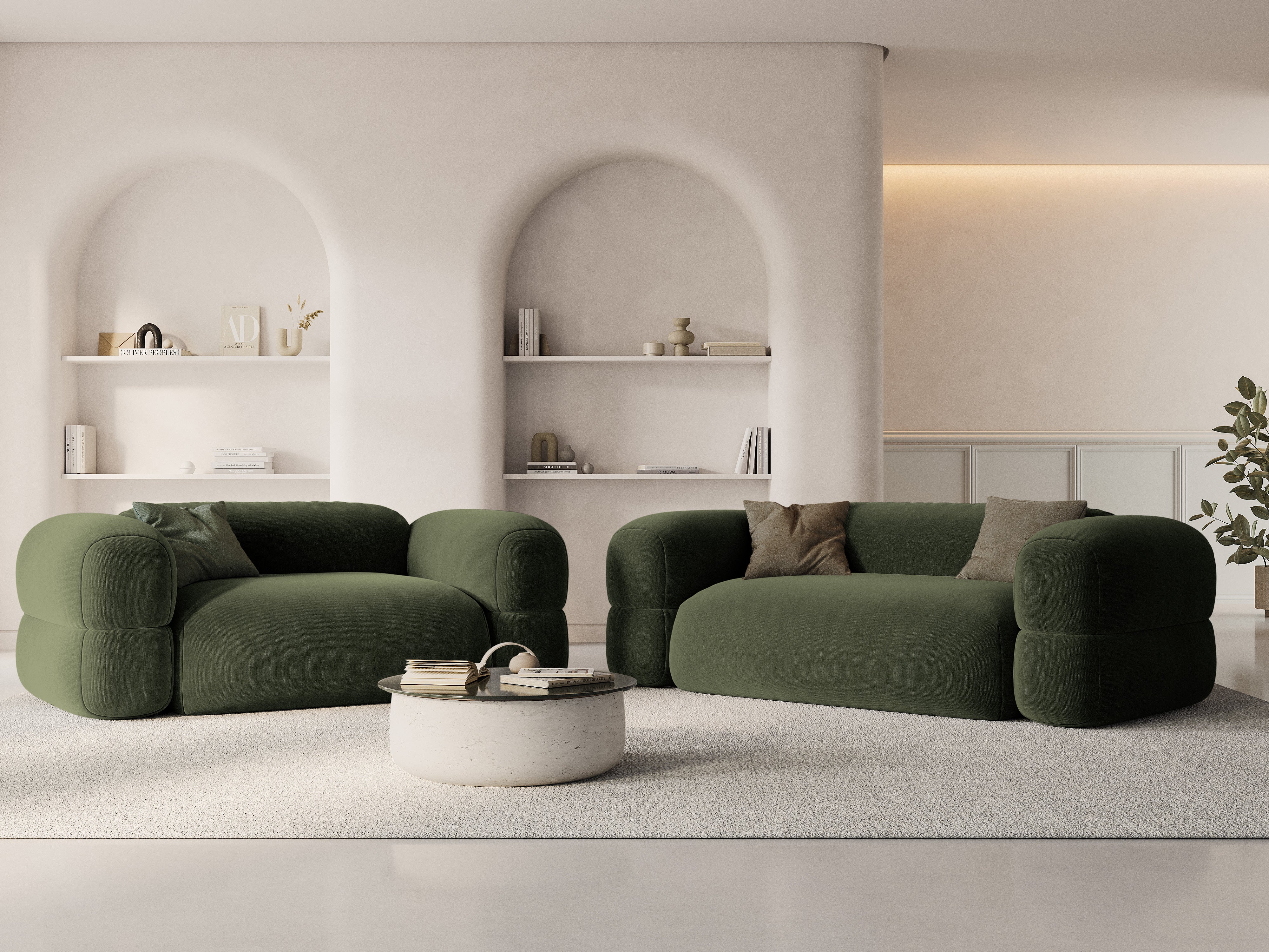 Sofa aus Samt 2-sitzig ROGER olivgrün