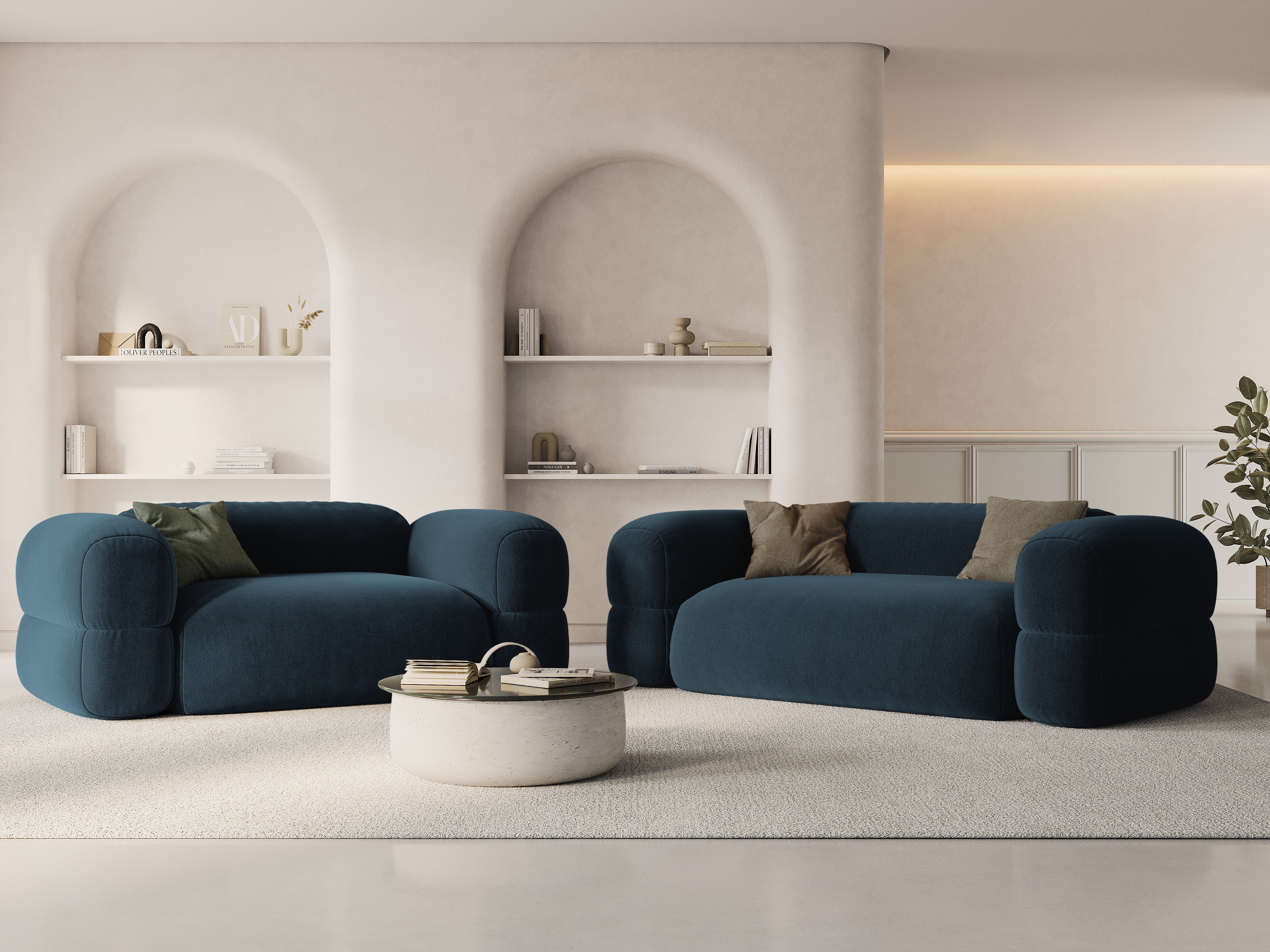 Sofa aus Samt 3-sitzig ROGER petrolblau