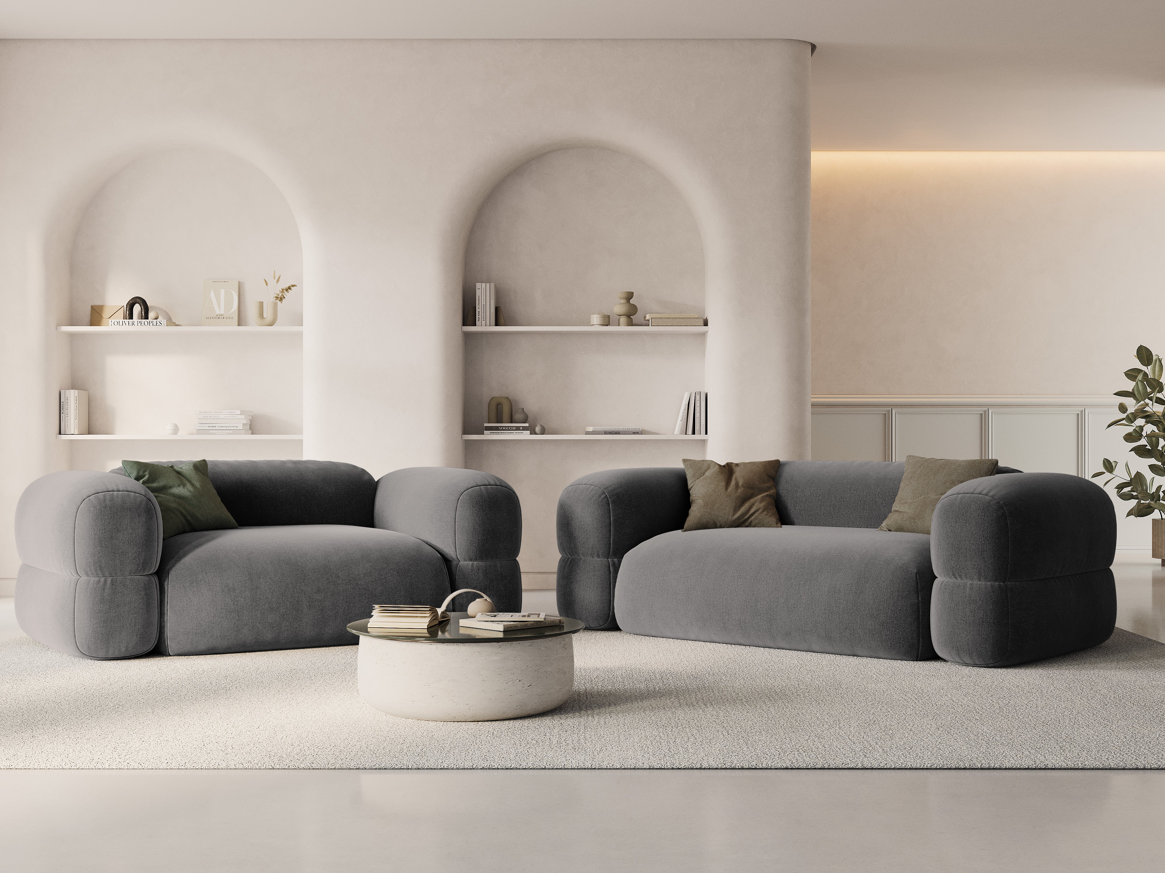 Sofa aus Samt 3-sitzig ROGER grau
