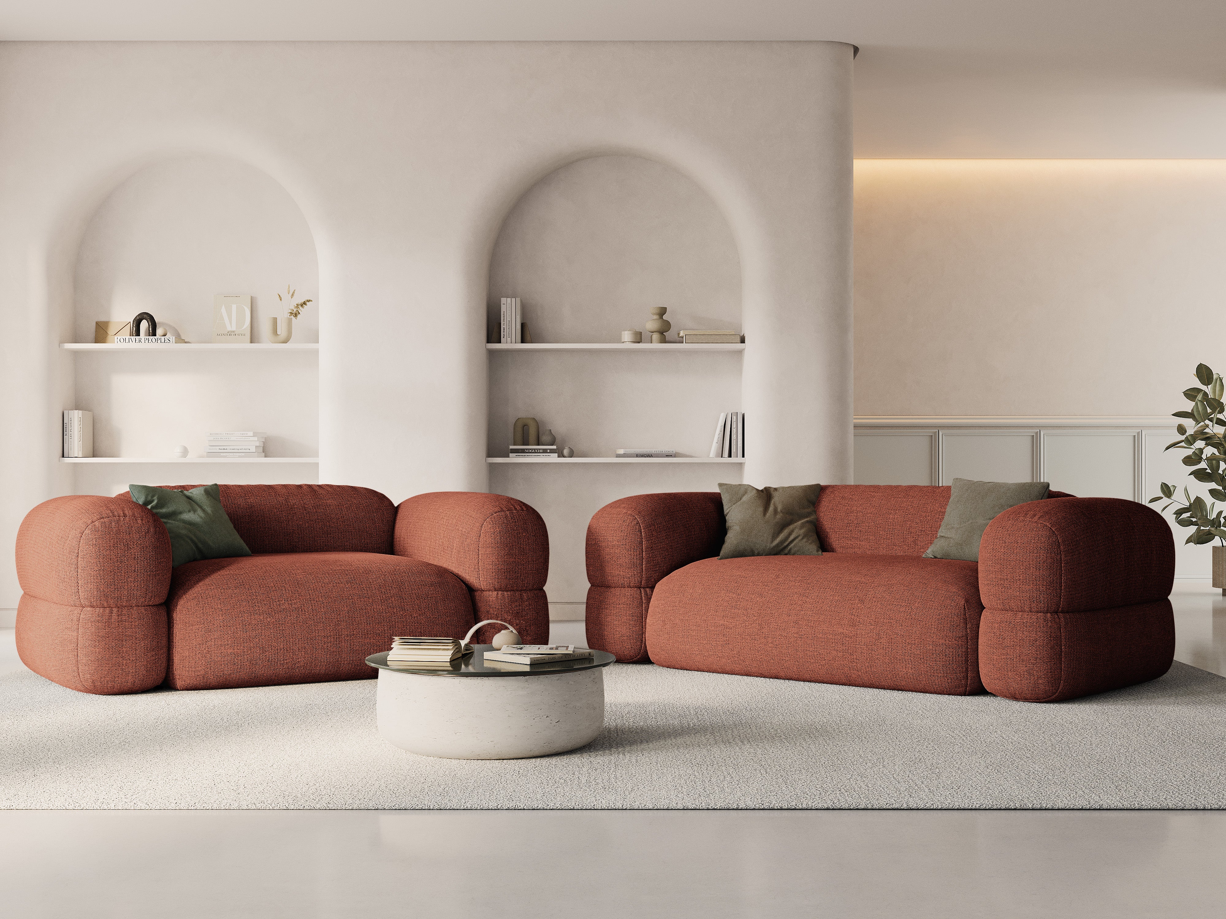 Sofa 3-Sitzer ROGER korallfarbener Chenille