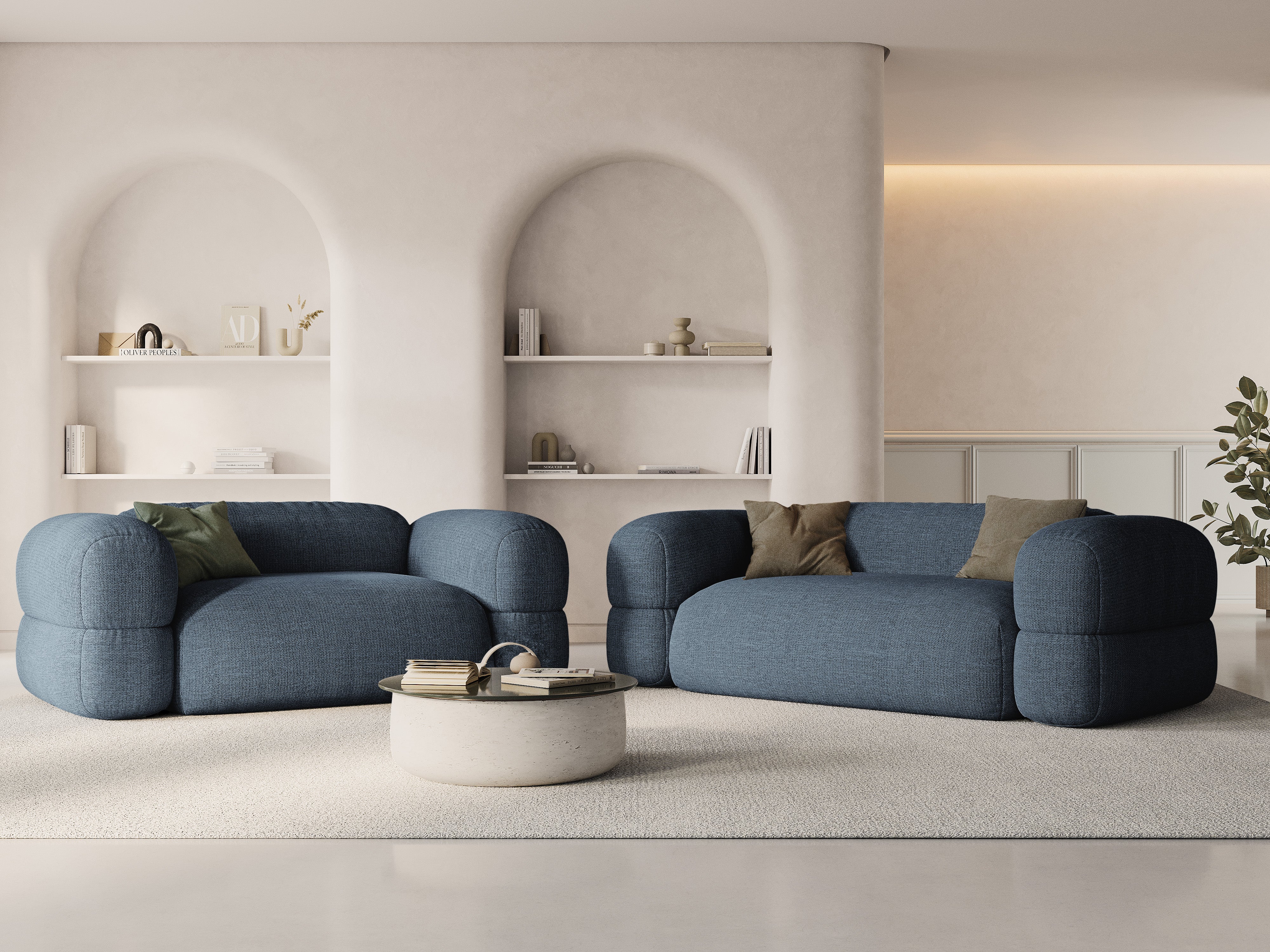 Sofa 3-Sitzer ROGER dunkelblaues Chenille