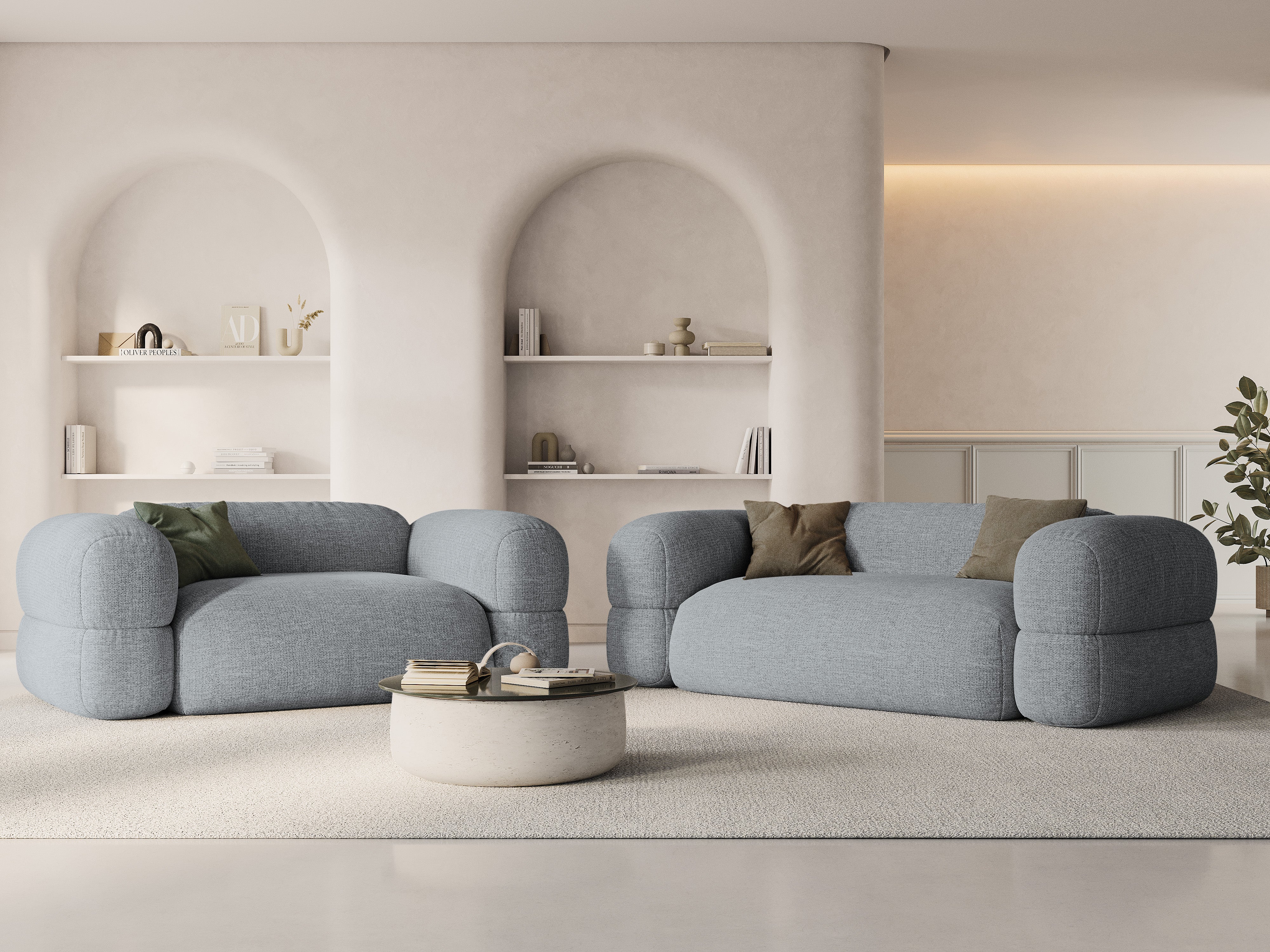 Sofa 3-Sitzer ROGER graues Chenille