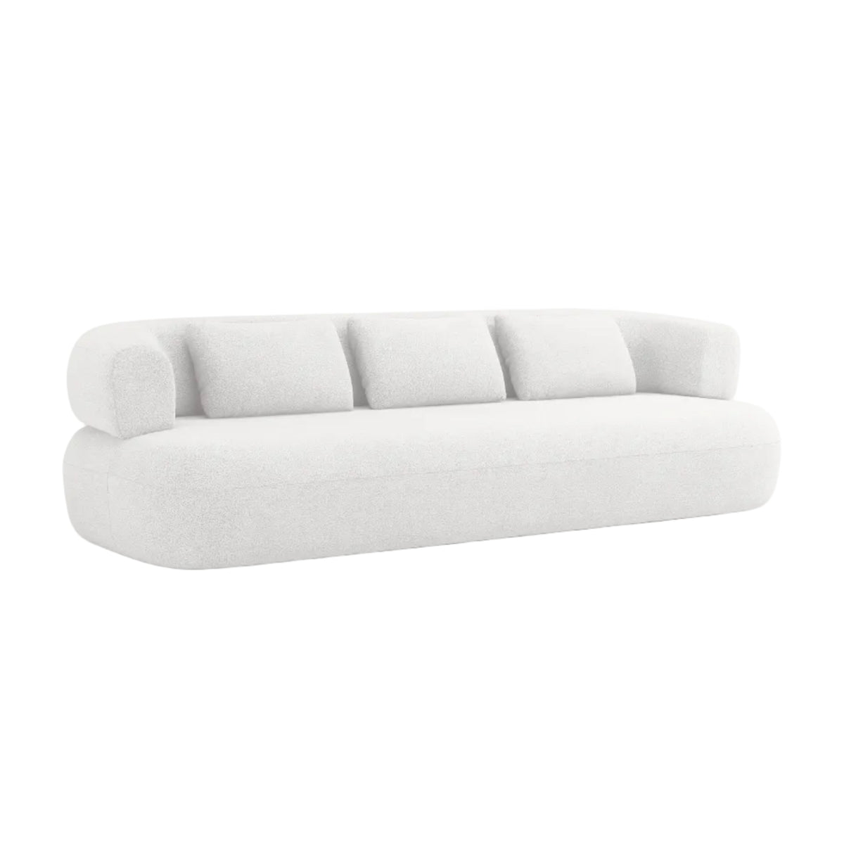 Aldrin White Boucle Sofa for 3.5 People