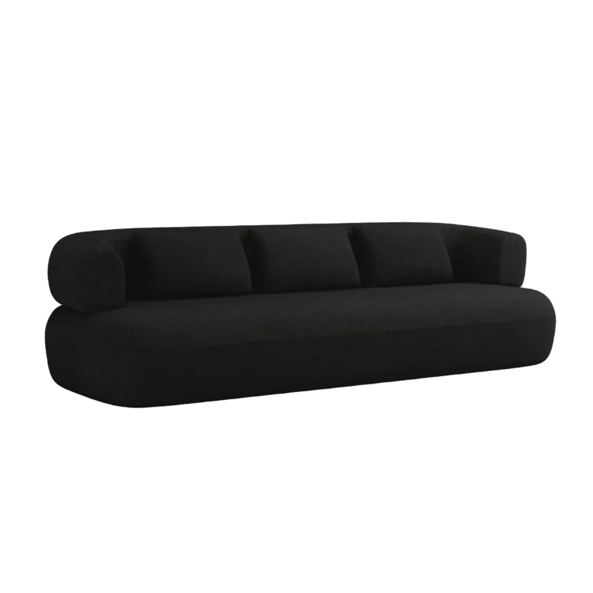 Aldrin Black Boucle Sofa for 3.5 People