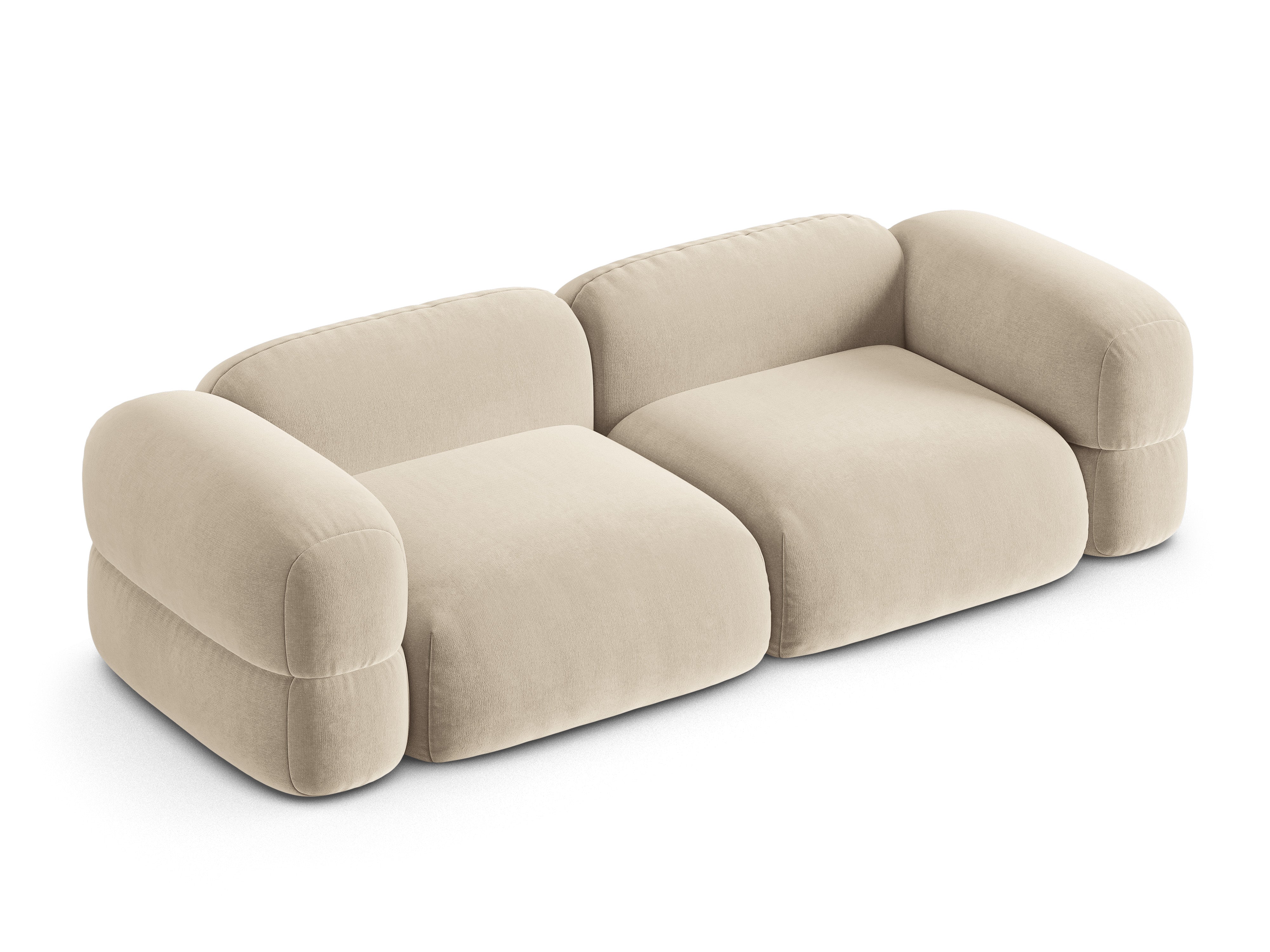Sofa aus Samt für 4 Personen ROGER hellbeige