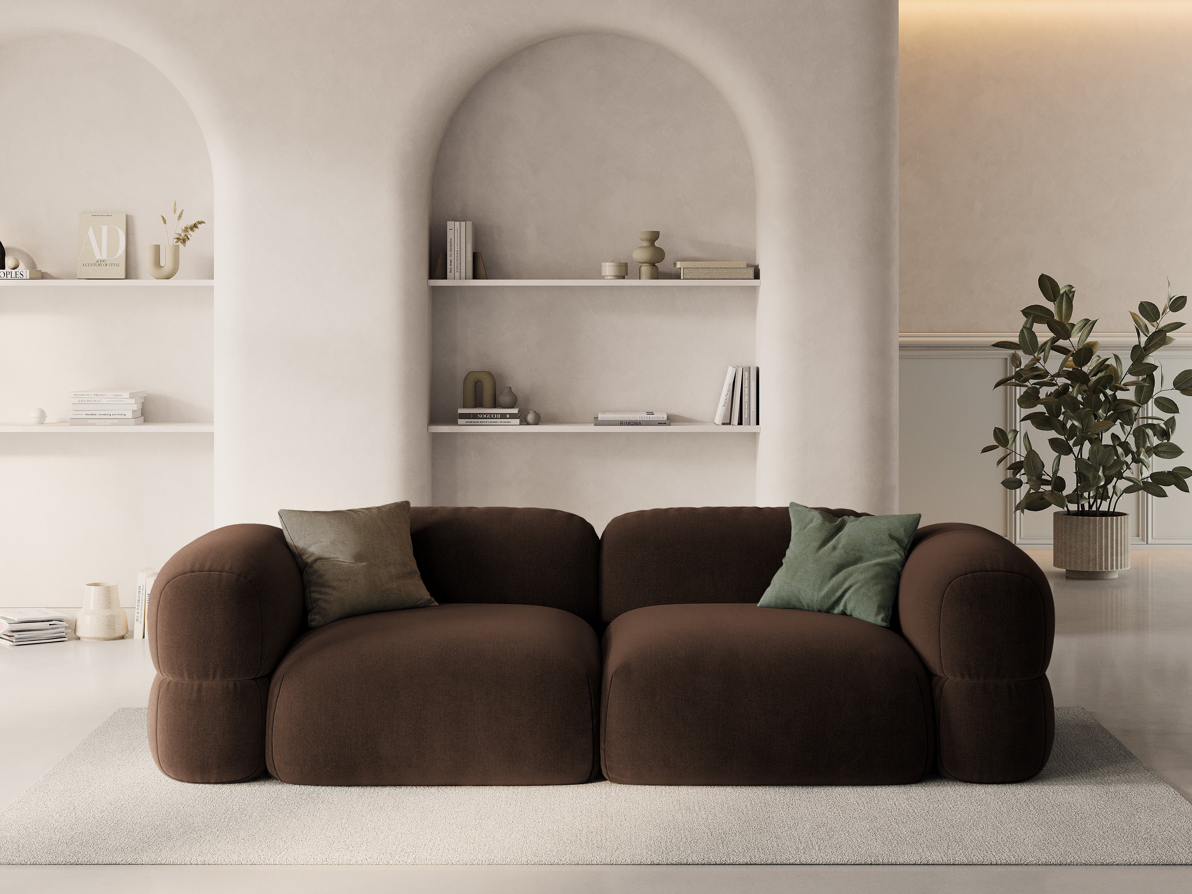 Sofa aus Samt für 4 Personen ROGER schokoladenbraun