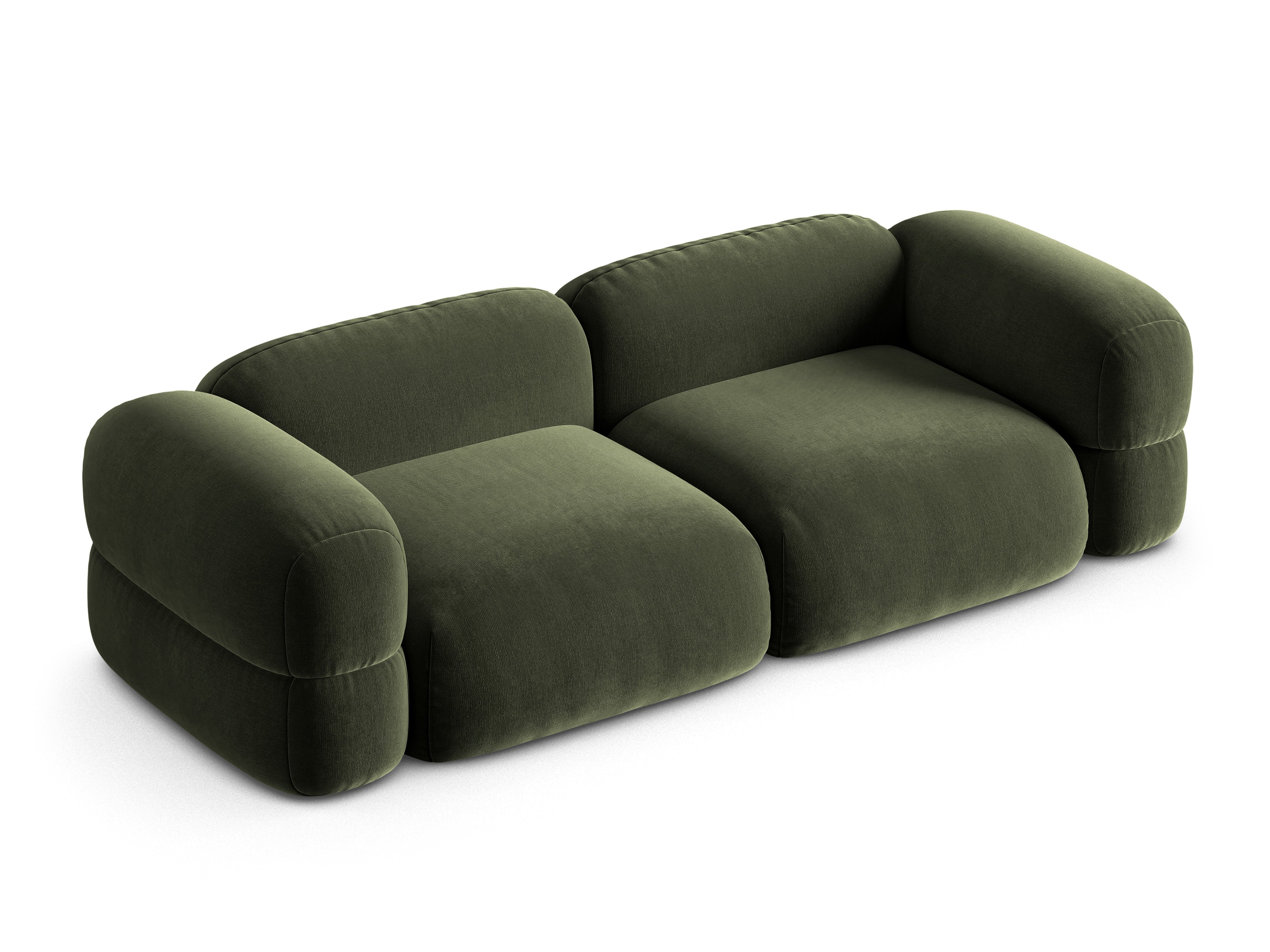 Sofa aus Samt für 4 Personen ROGER olivgrün