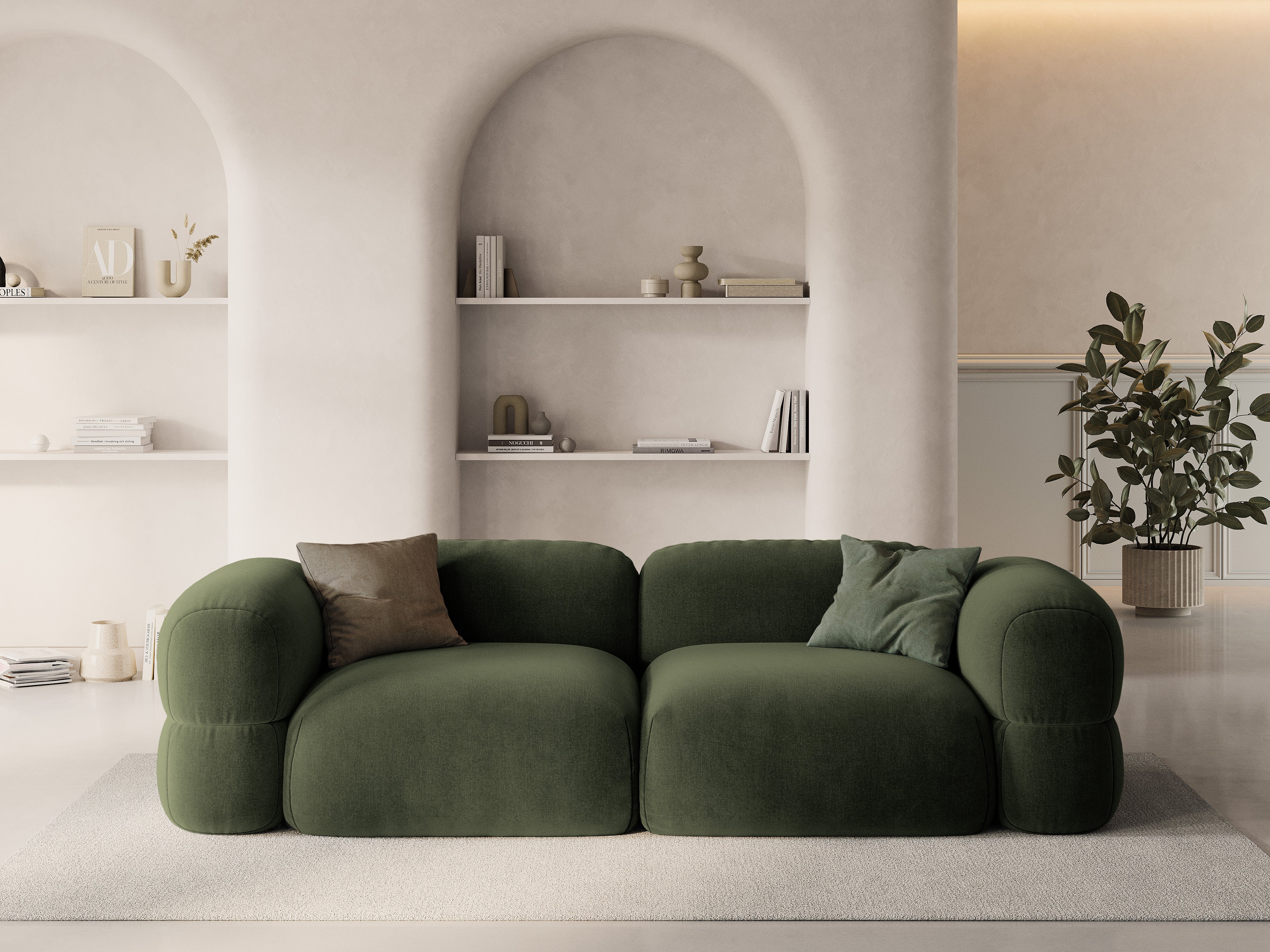 Sofa aus Samt für 4 Personen ROGER olivgrün