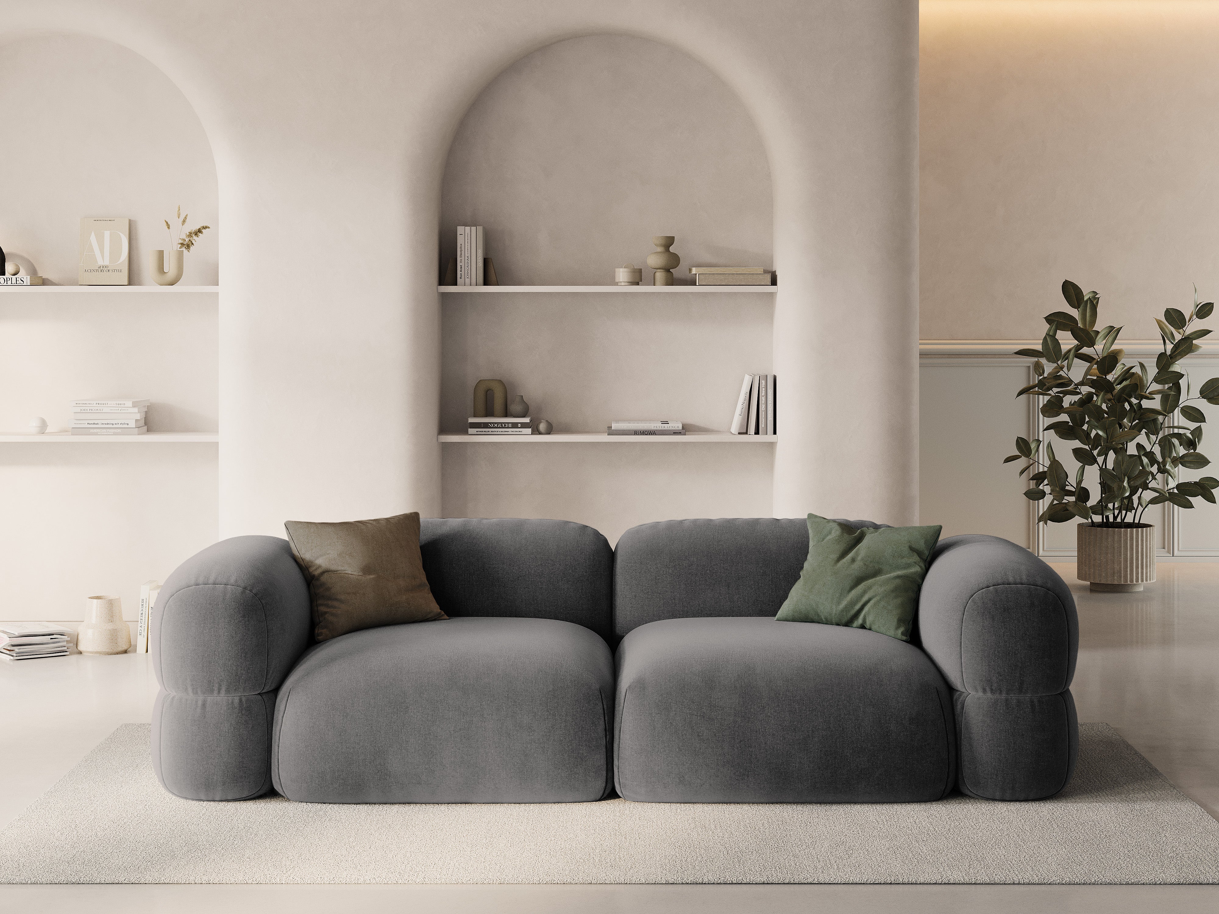Sofa aus Samt für 4 Personen ROGER grau