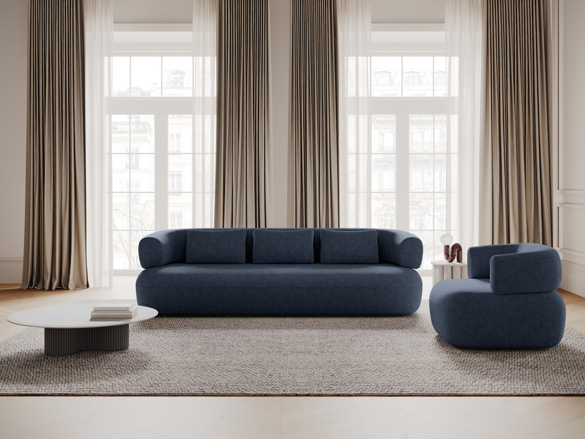 3-Seater Right-Hand Corner Sofa ALDRIN in Navy Chenille